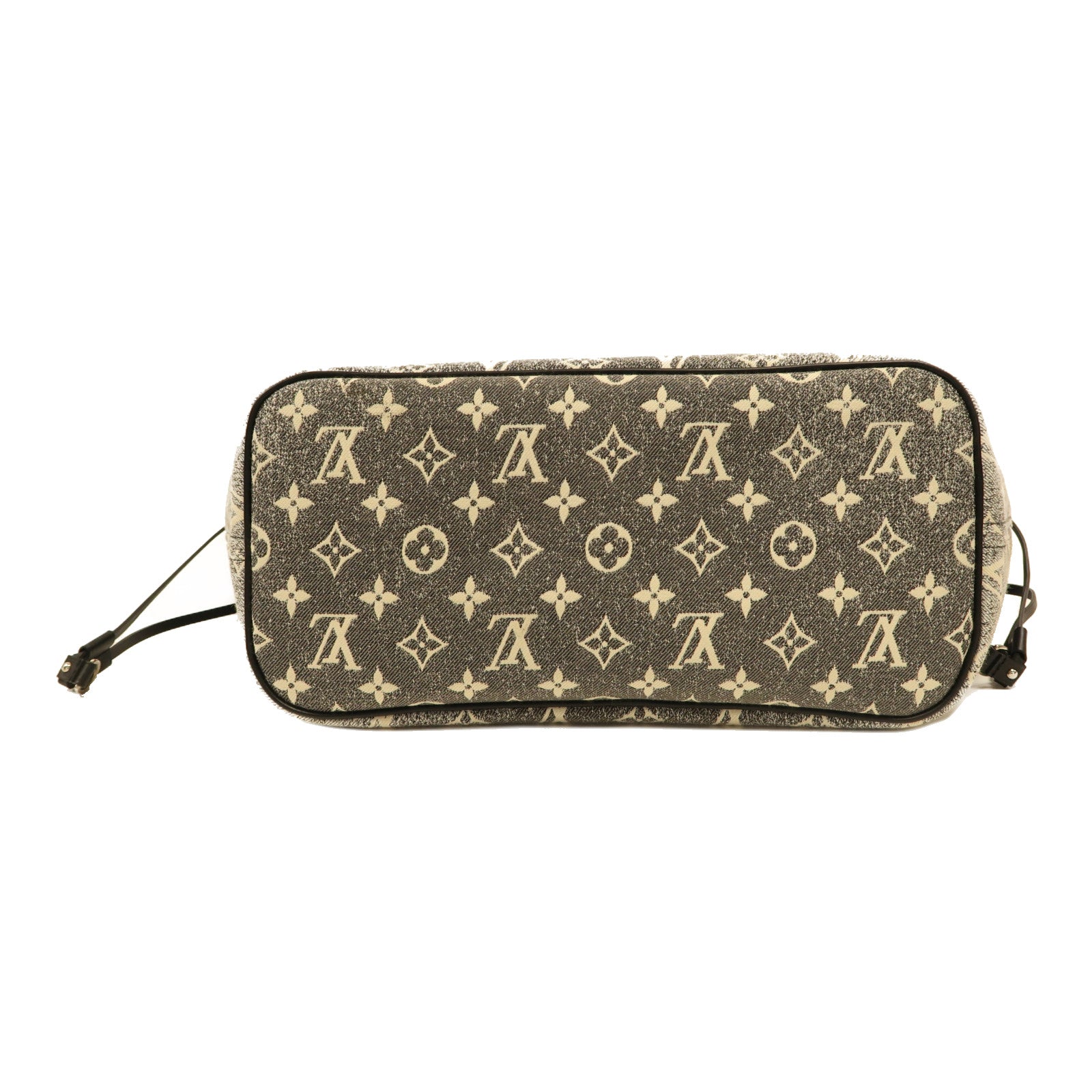 LOUIS VUITTON Monogram Jaquard Denim Neverfull MM銀扣手挽袋灰色/白色