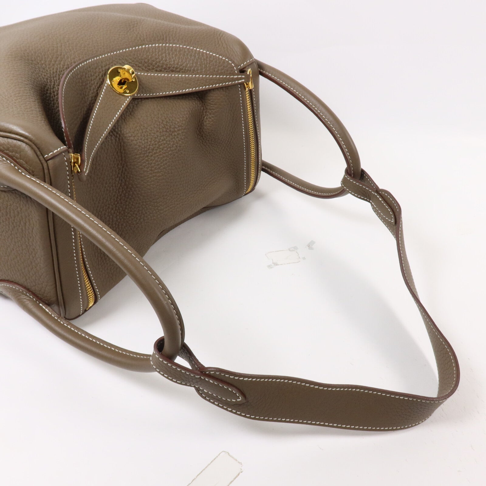 HERMES Clemence皮革Lindy 30手挽肩背兩用袋Etoupe