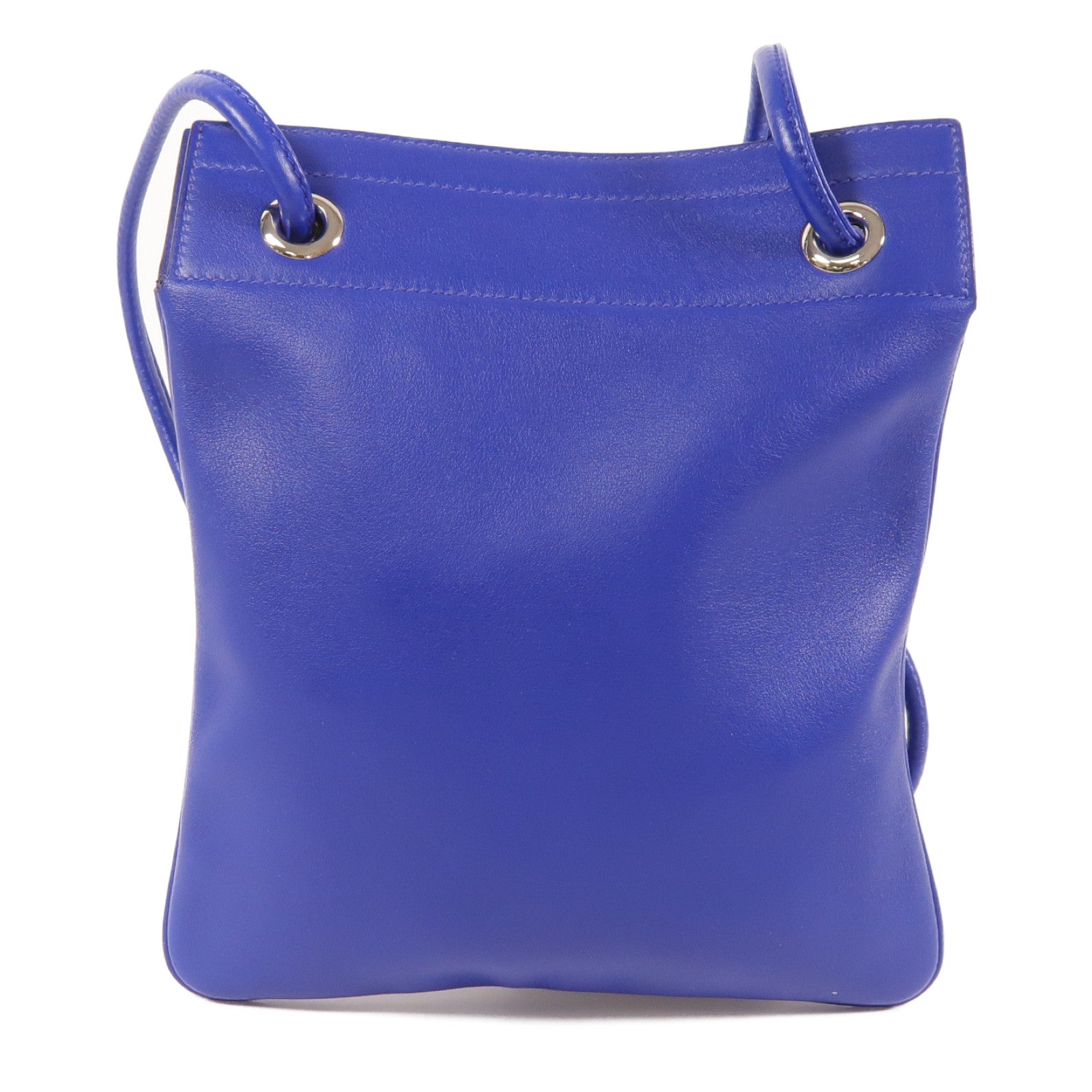 HERMES Swift皮革Aline Mini銀扣肩背袋Bleu Electrique