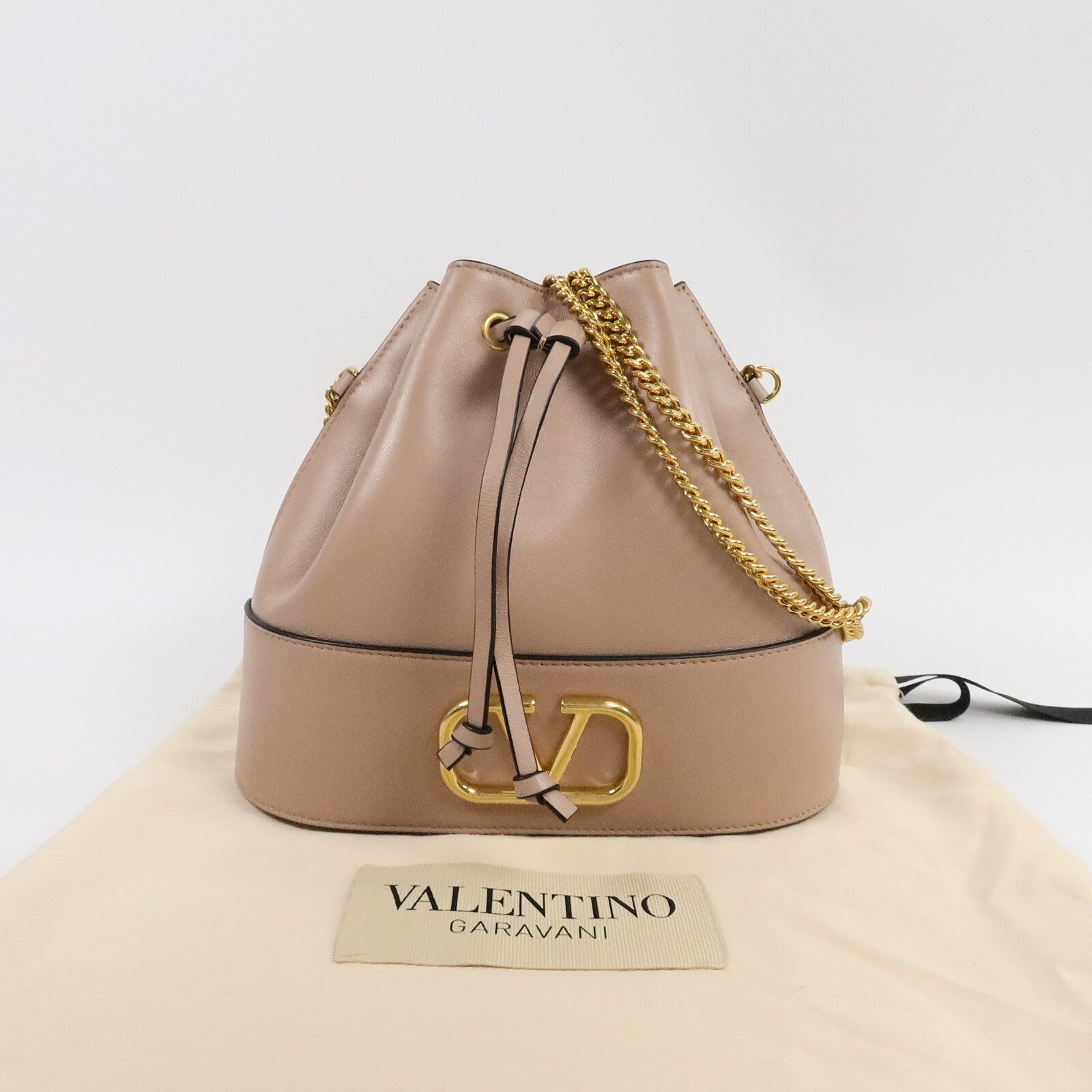 Valentino Nappa皮革VLogo Signature Bucket Bag鏈帶肩背袋