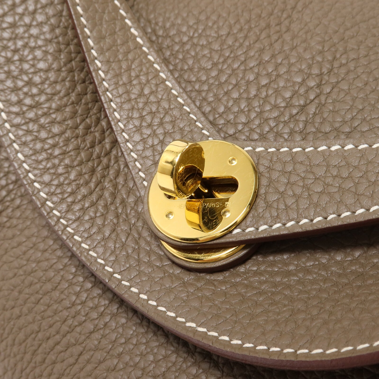 HERMES Clemence皮革Lindy 30手挽肩背兩用袋Etoupe