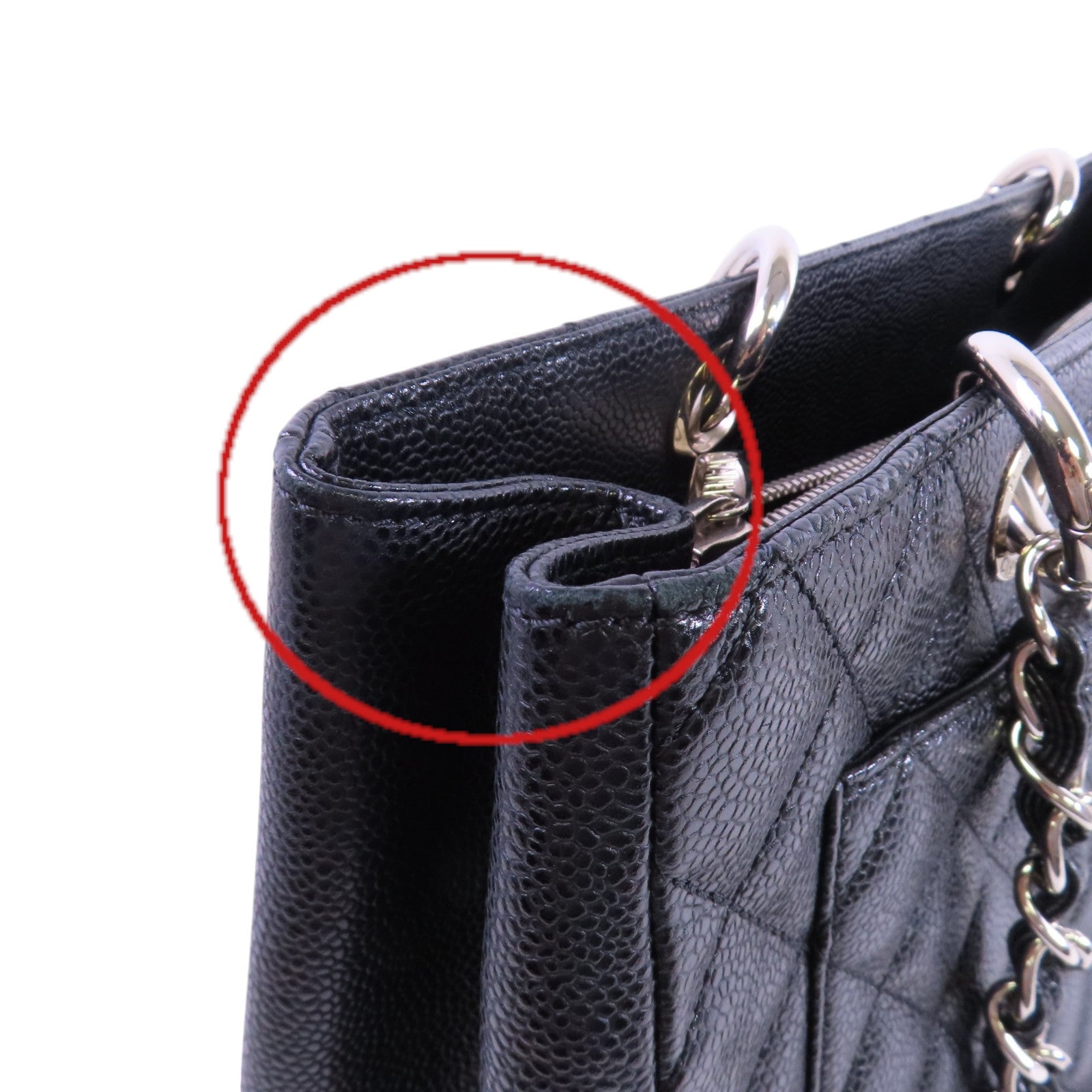 CHANEL 牛皮皮革GST銀扣鏈帶肩背袋