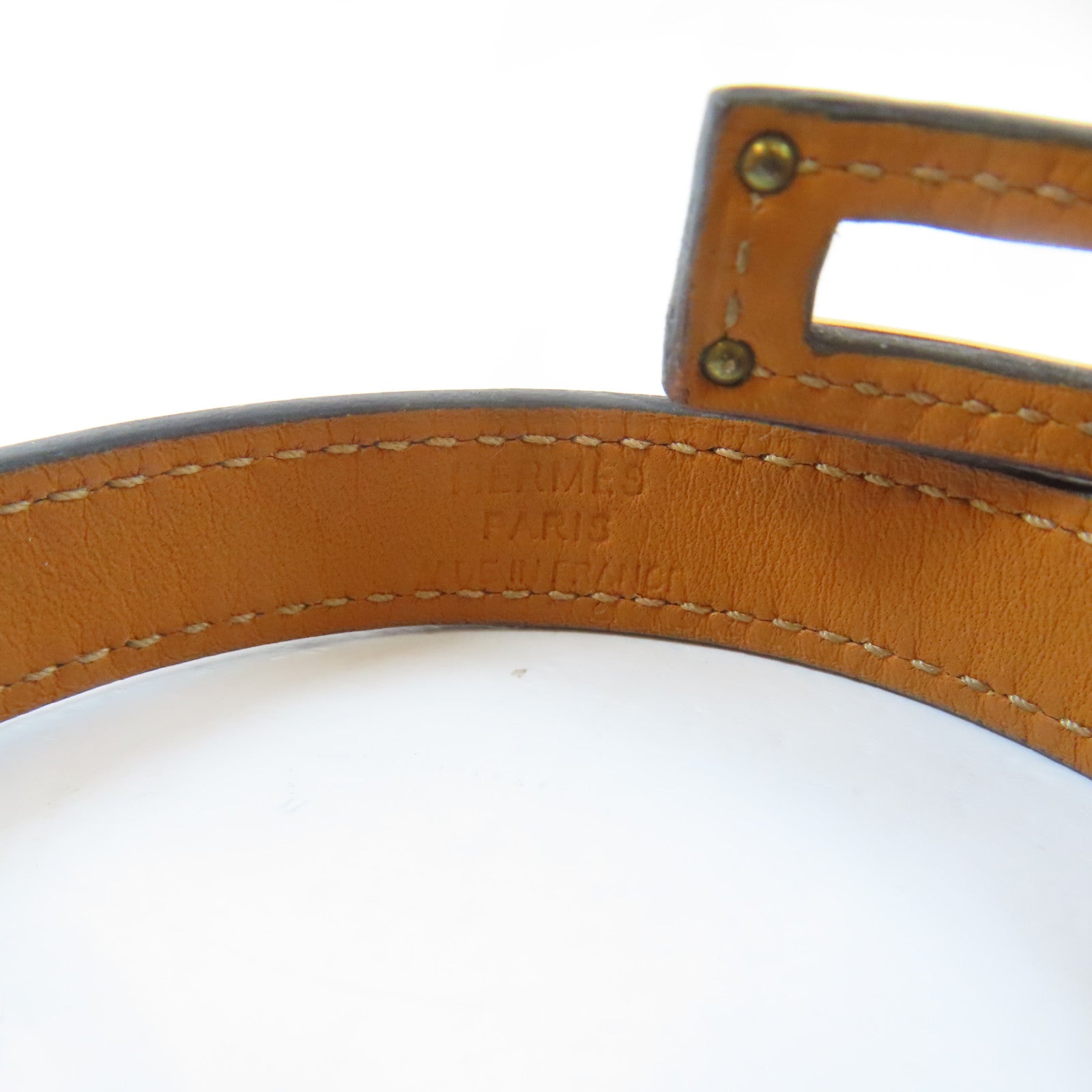 HERMES 皮革Kelly Double Tour手鐲黑色/金色Hermes#S/#15.5cm