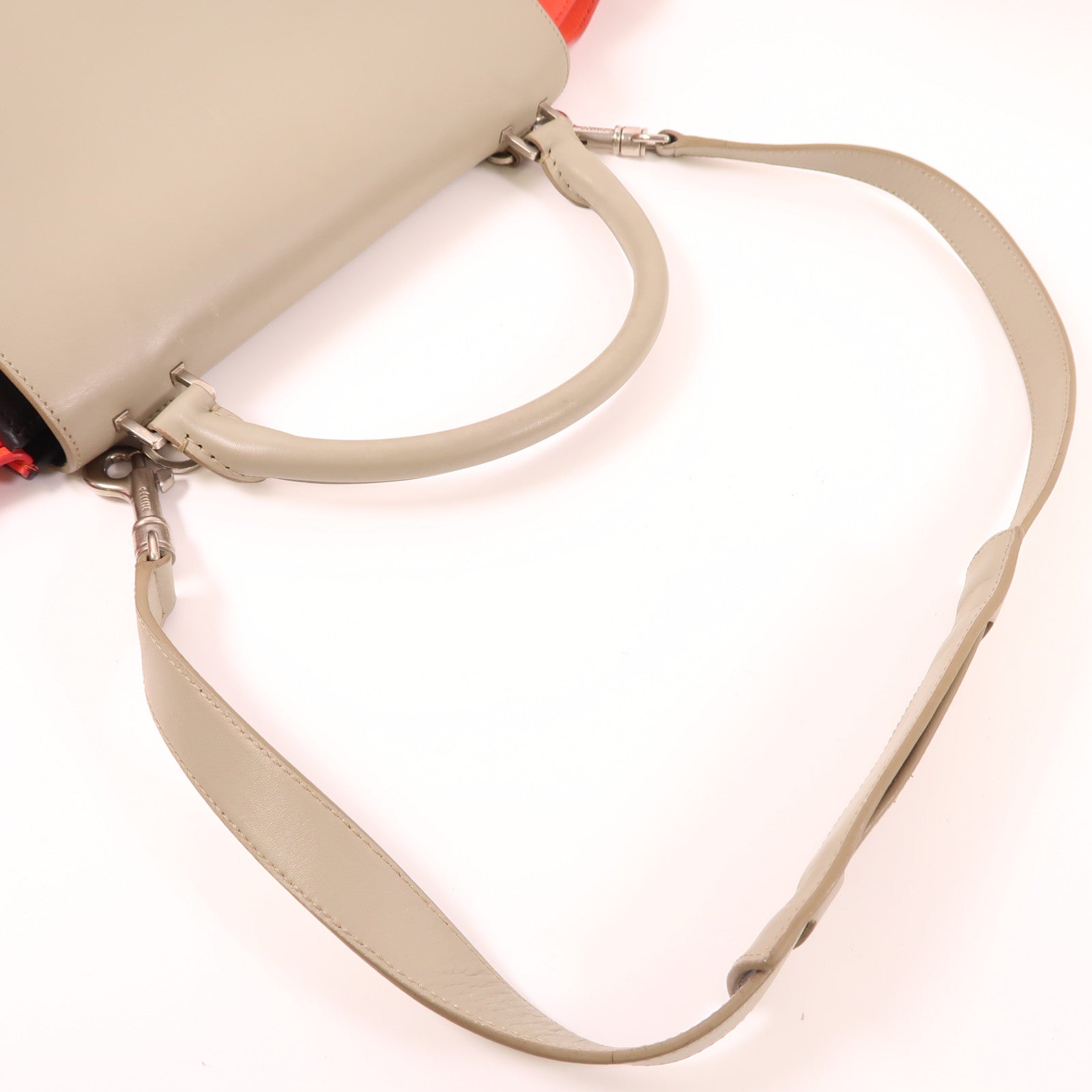 CELINE 牛皮皮革Trapeze銀扣手挽肩背兩用袋