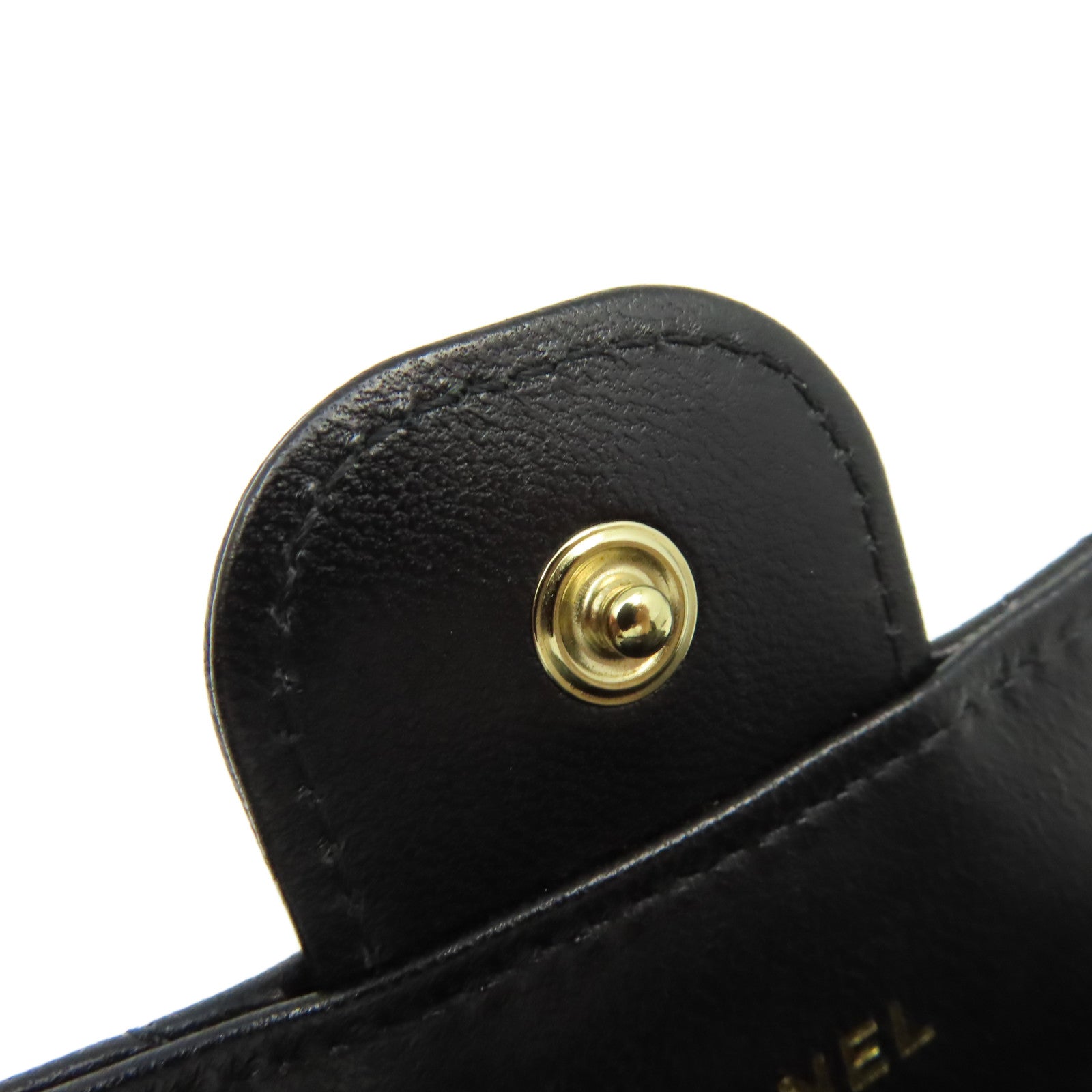 CHANEL 菱格羊皮皮革Card Case金扣卡片套黑色