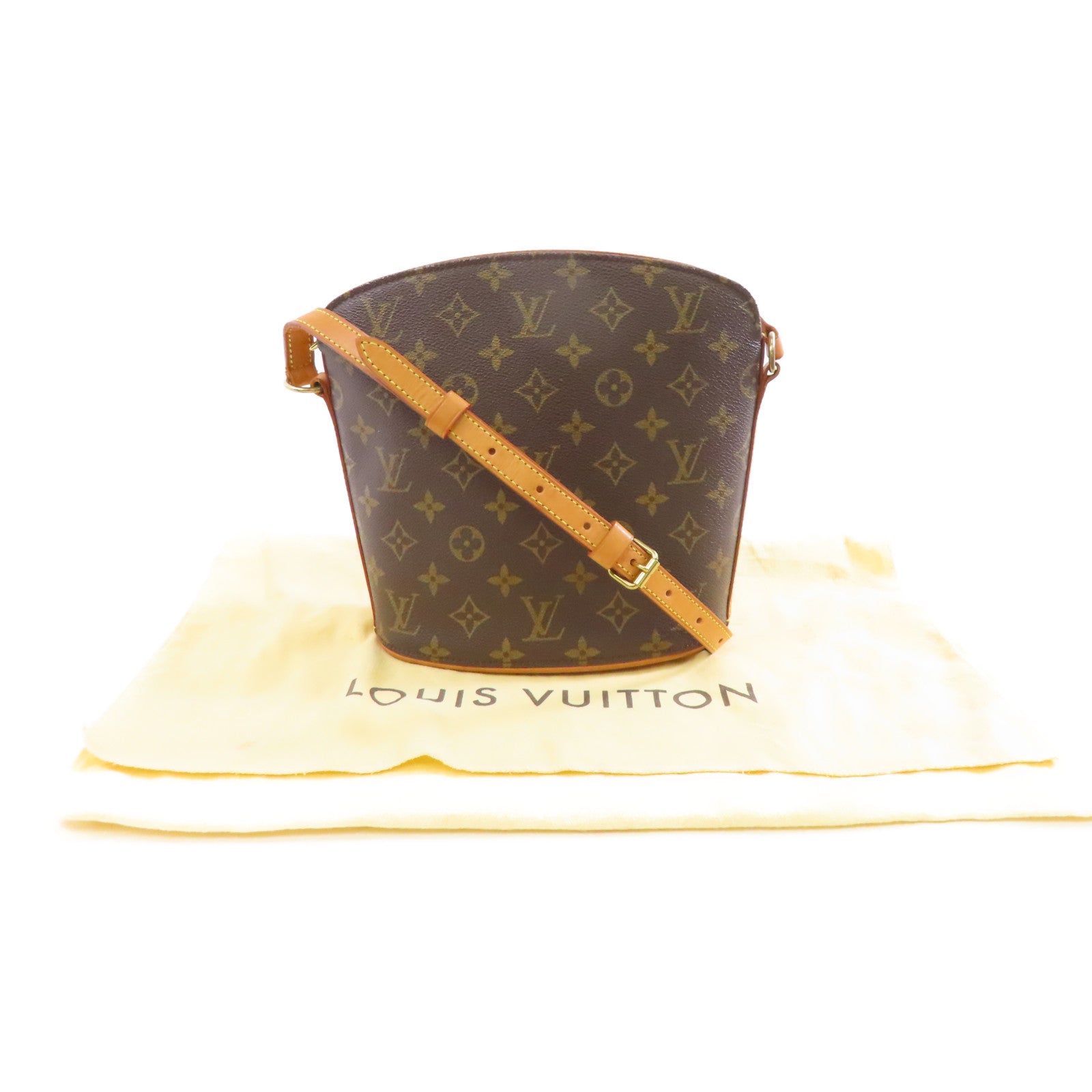 LOUIS VUITTON Monogram Drouot金扣肩背袋棕色