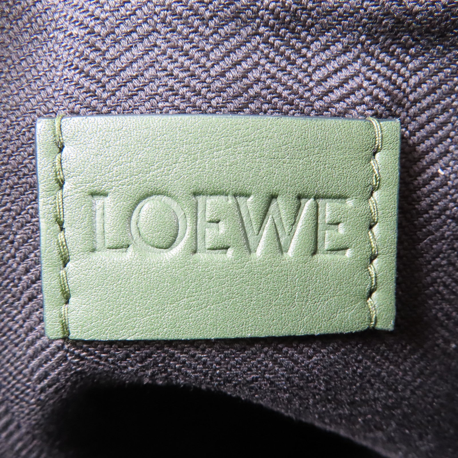 LOEWE 羊皮皮革Shoulder Bag銀扣肩背袋綠色