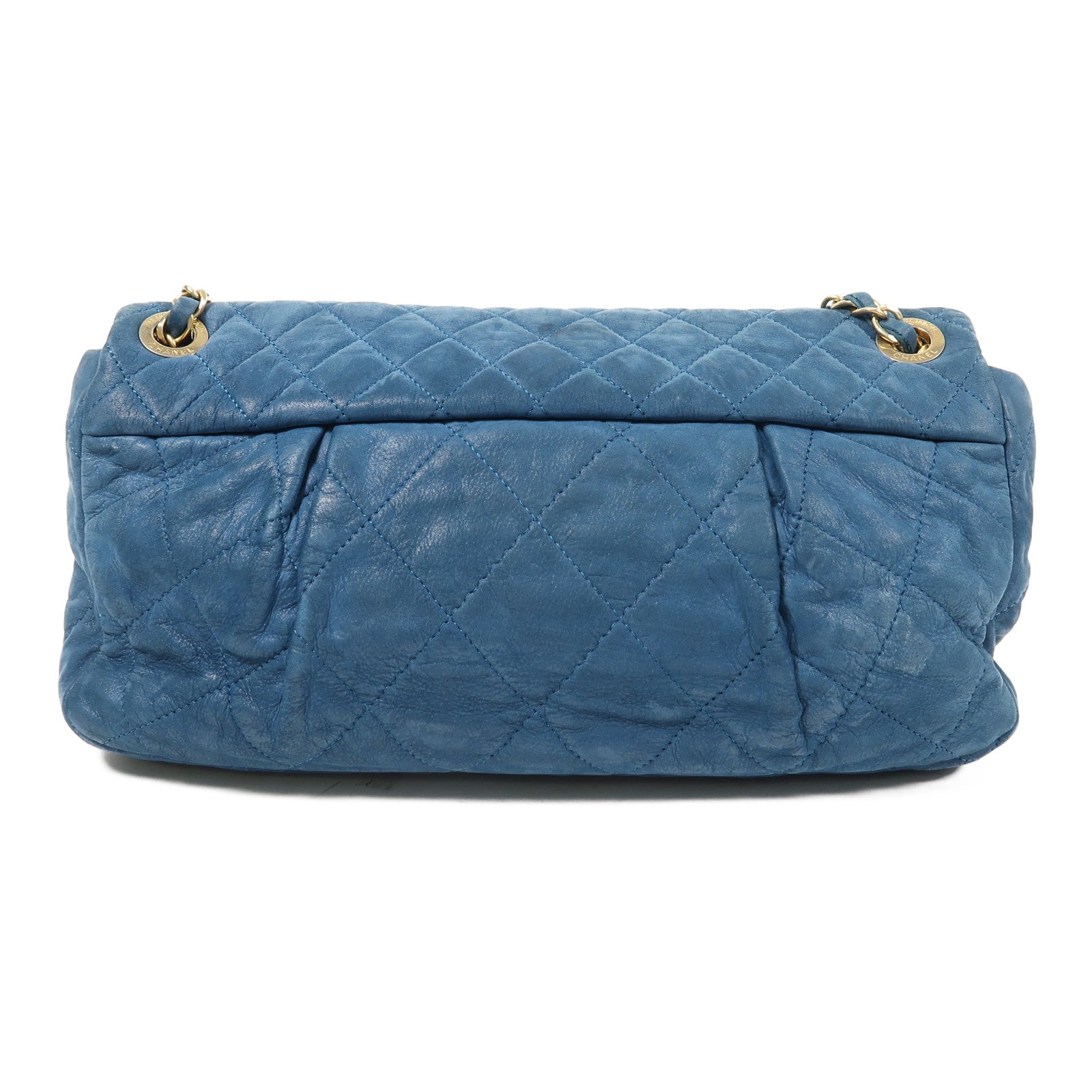 CHANEL 菱格羊皮皮革Chain Shoulder Bag金扣鏈帶肩背袋藍色