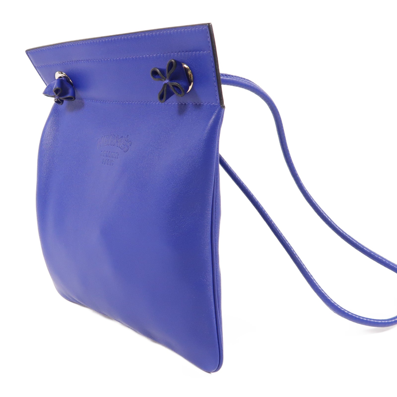 HERMES Swift皮革Aline Mini銀扣肩背袋Bleu Electrique