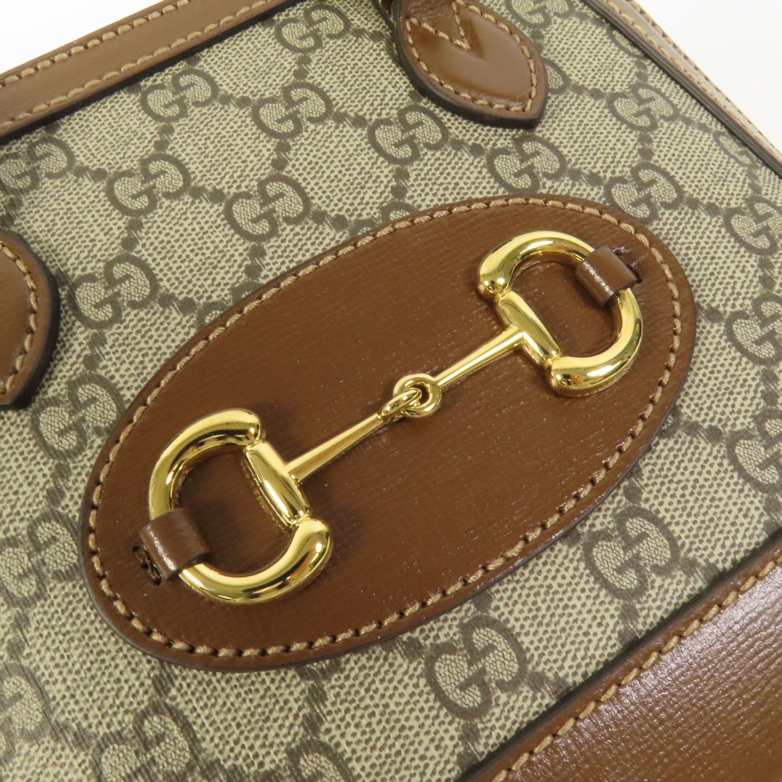 GUCCI 塗層帆布Horsebit 1955 Top Handle金扣手挽肩背兩用袋