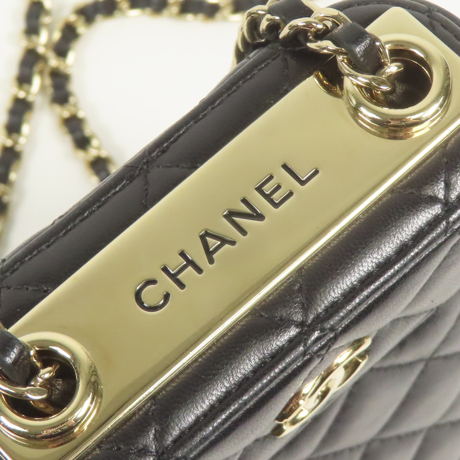 CHANEL 羊皮皮革Shoulder Bag金扣鏈帶肩背袋