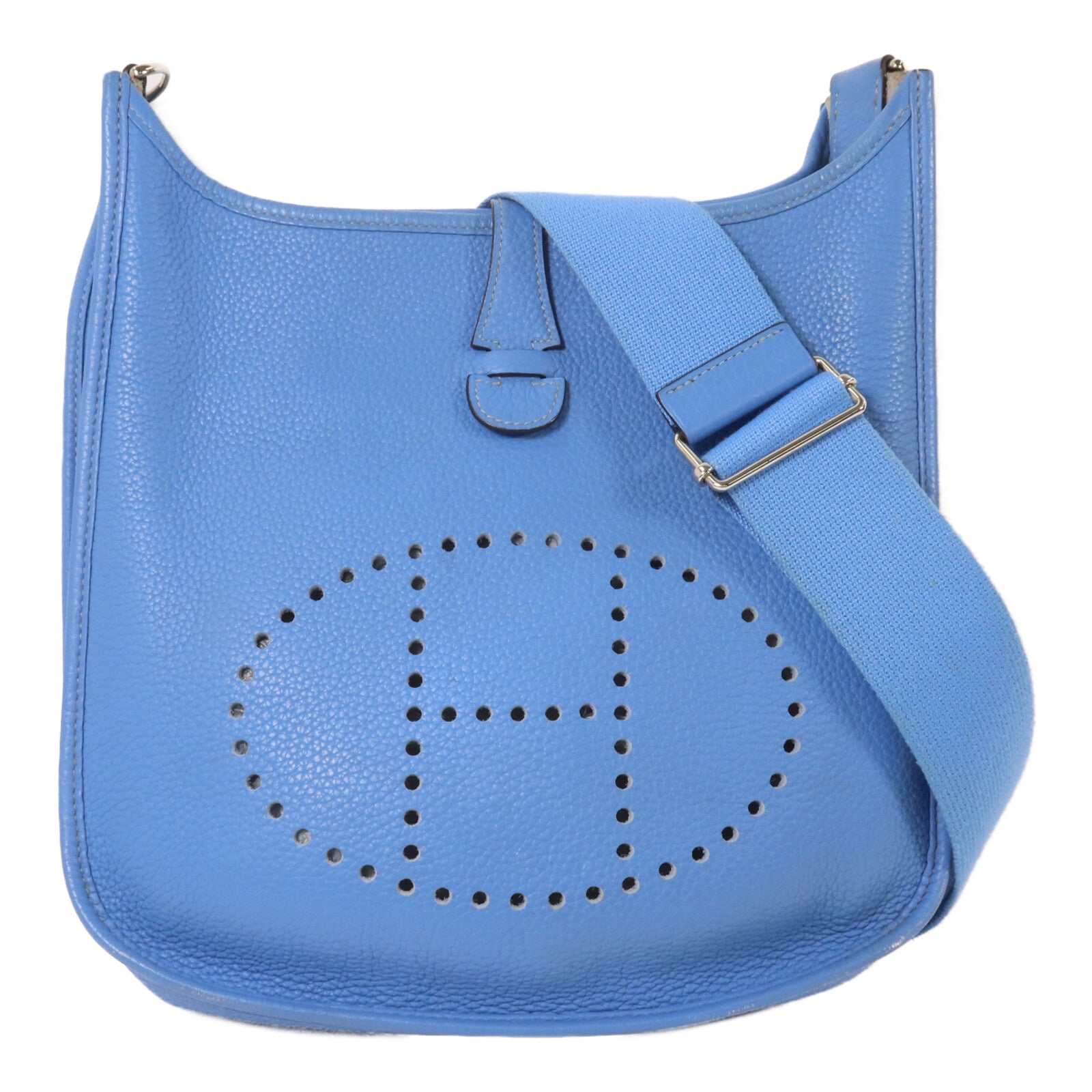 HERMES Clemence皮革Evelyne PM 肩背袋Bleu Paradis