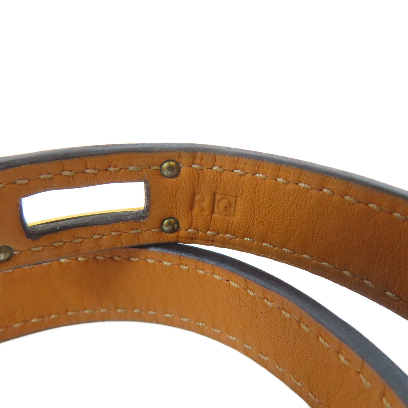 HERMES 皮革Kelly Double Tour手鐲黑色/金色Hermes#S/#15.5cm