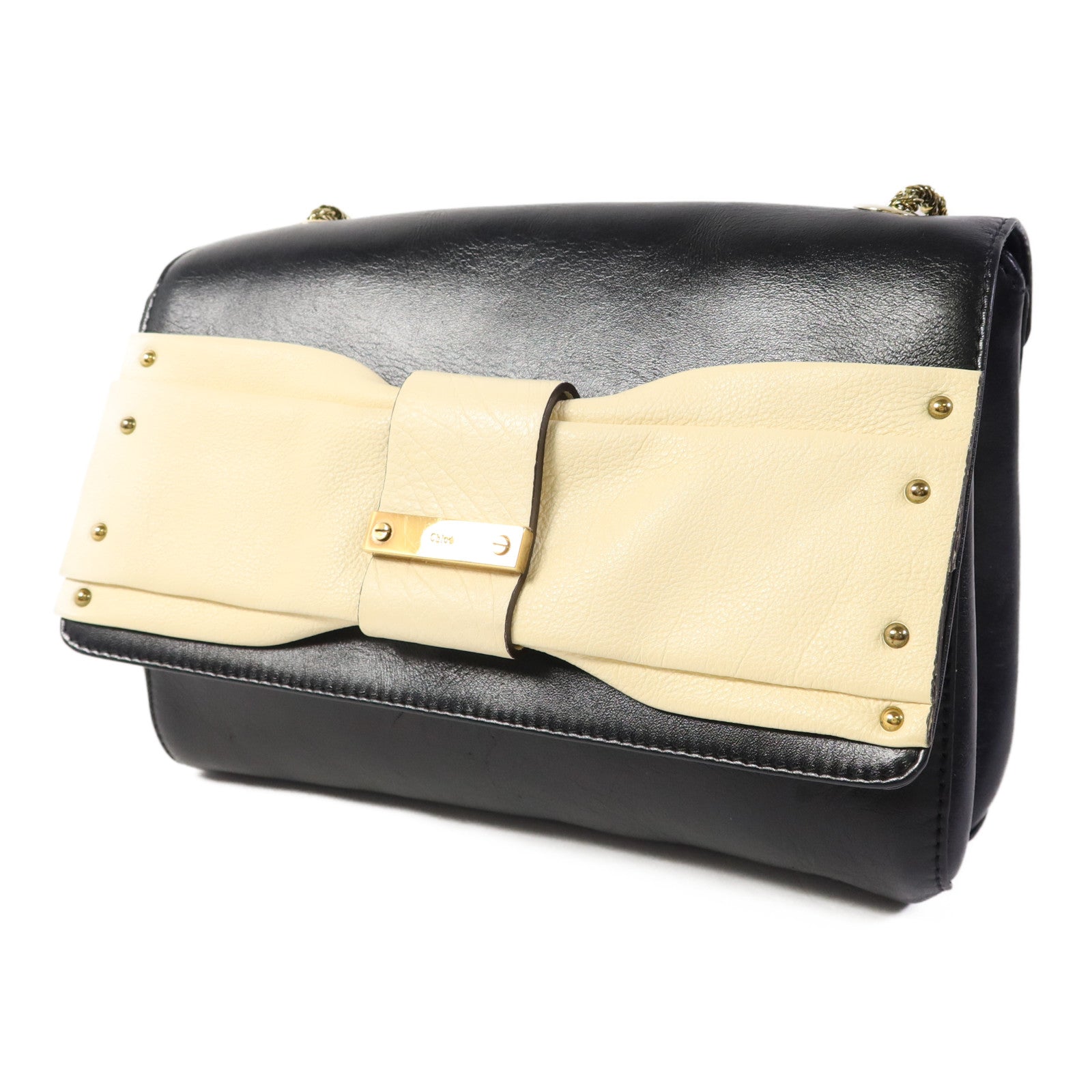 Chloe 牛皮皮革Shoulder Bag金扣鏈帶肩背袋