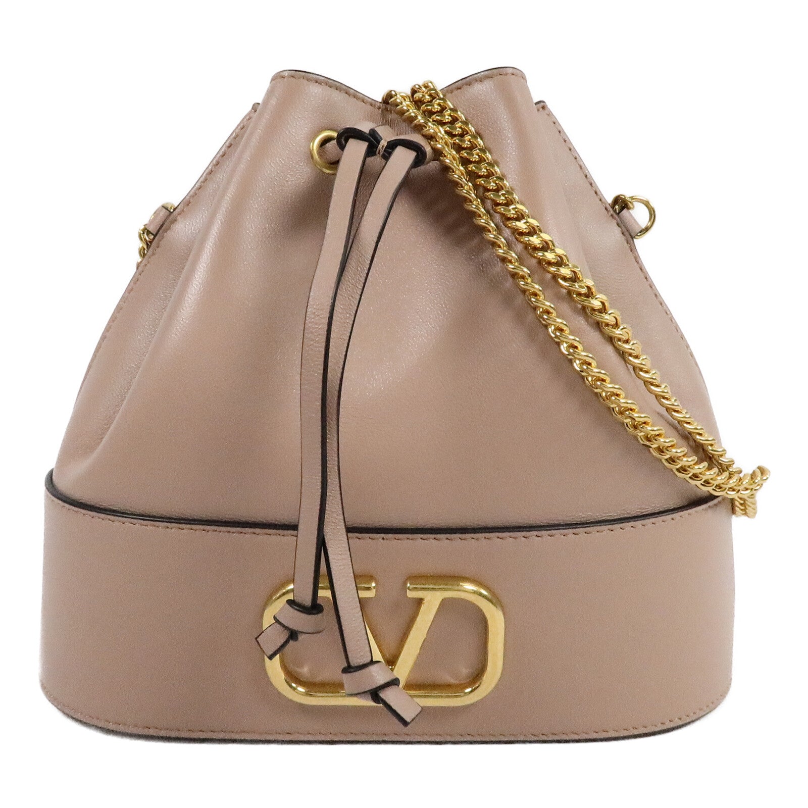 Valentino Nappa皮革VLogo Signature Bucket Bag鏈帶肩背袋