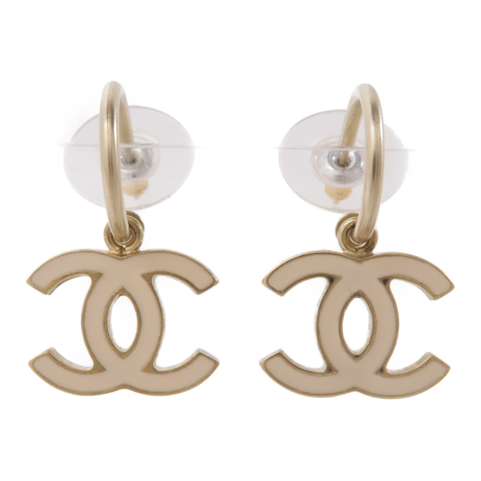 CHANEL 金屬Earrings耳環金色/白色