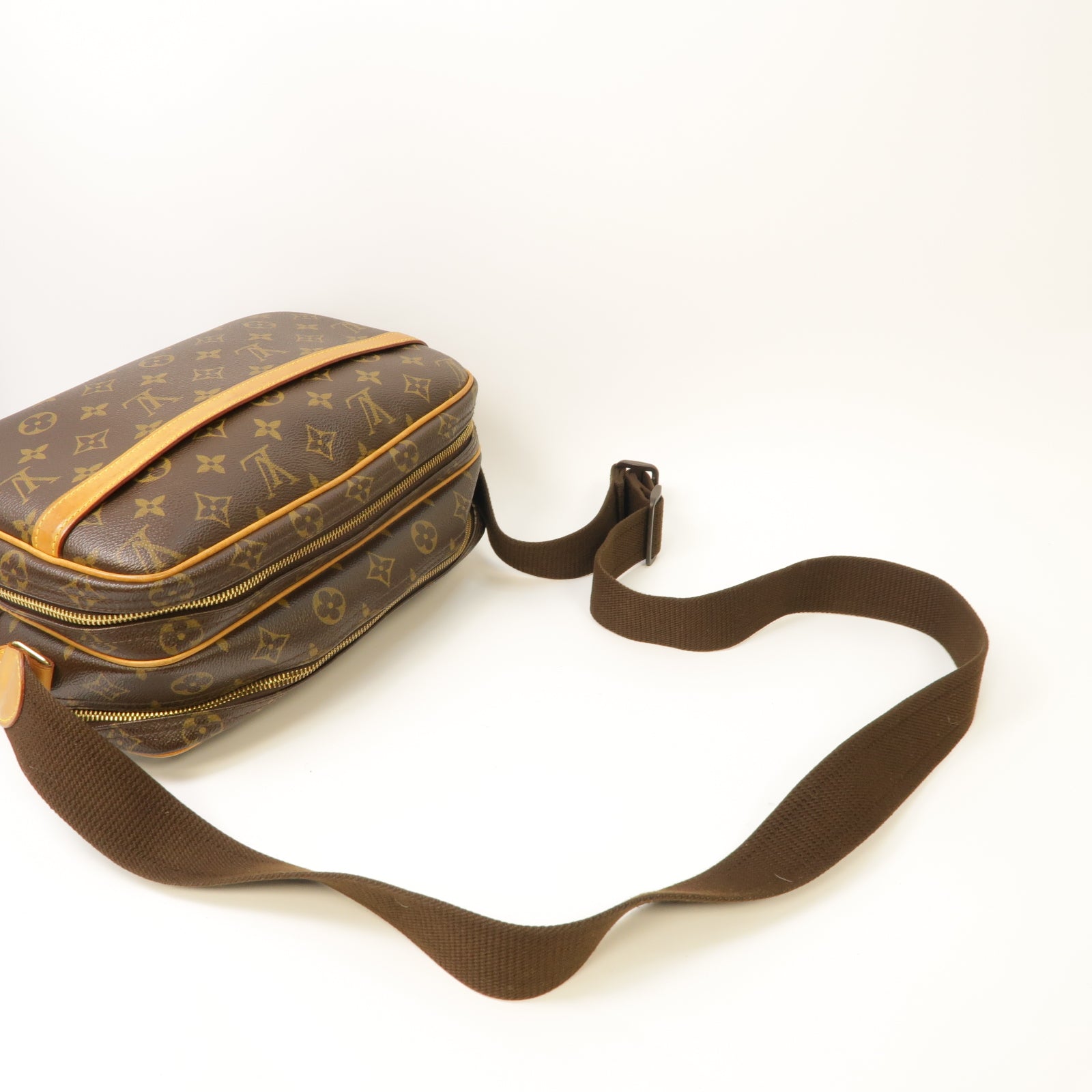 LOUIS VUITTON 【激減優惠】Monogram Reporter PM金扣肩背袋棕色