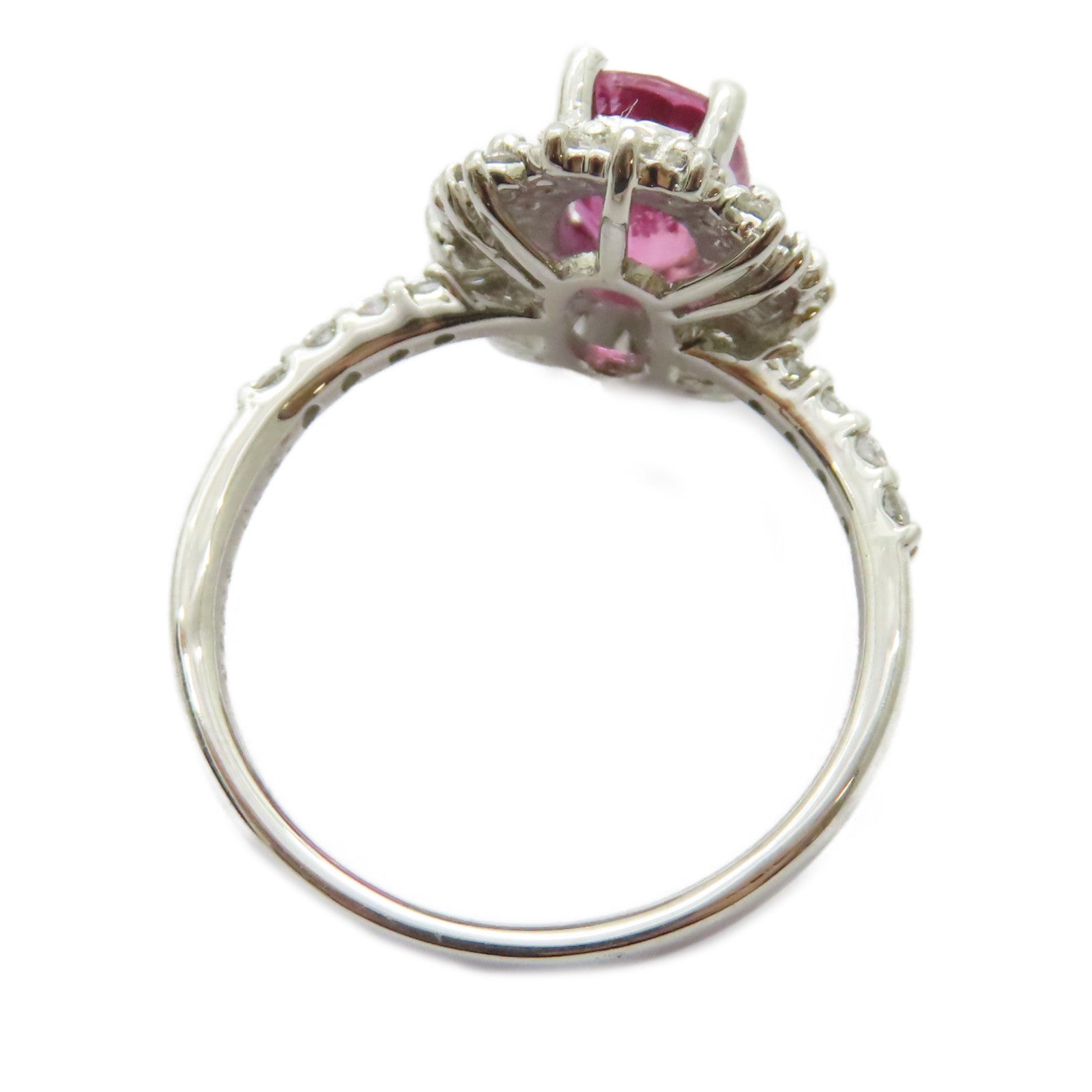 JEWELRY PT950鉑金Pink Sapphire Diamond Ring 2.018ct粉紅藍寶石/0.57ct鑽石戒指US#6