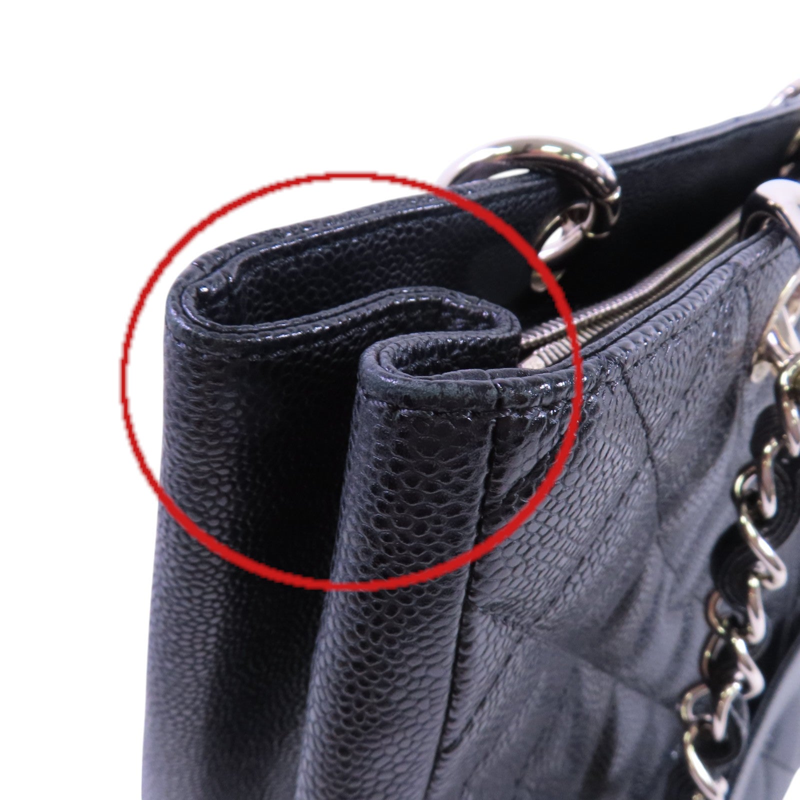 CHANEL 牛皮皮革GST銀扣鏈帶肩背袋