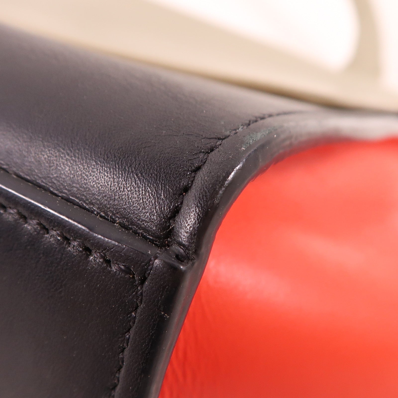 CELINE SHW Trapeze 2 Way Shoulder Bag Handbag Grey/Black/Red