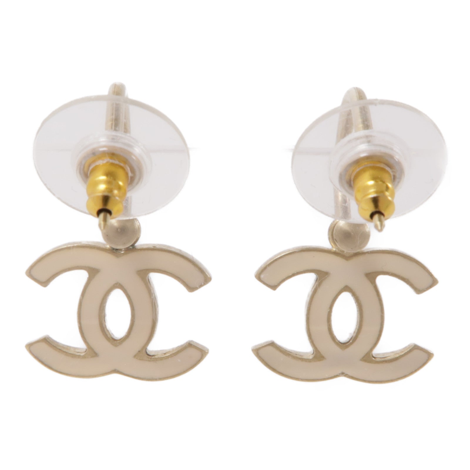 CHANEL 金屬Earrings耳環金色/白色