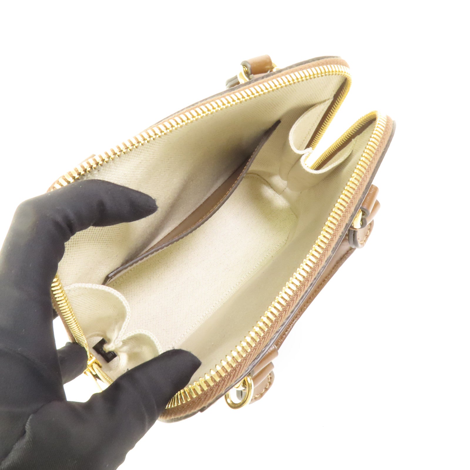 GUCCI 塗層帆布Horsebit 1955 Top Handle金扣手挽肩背兩用袋