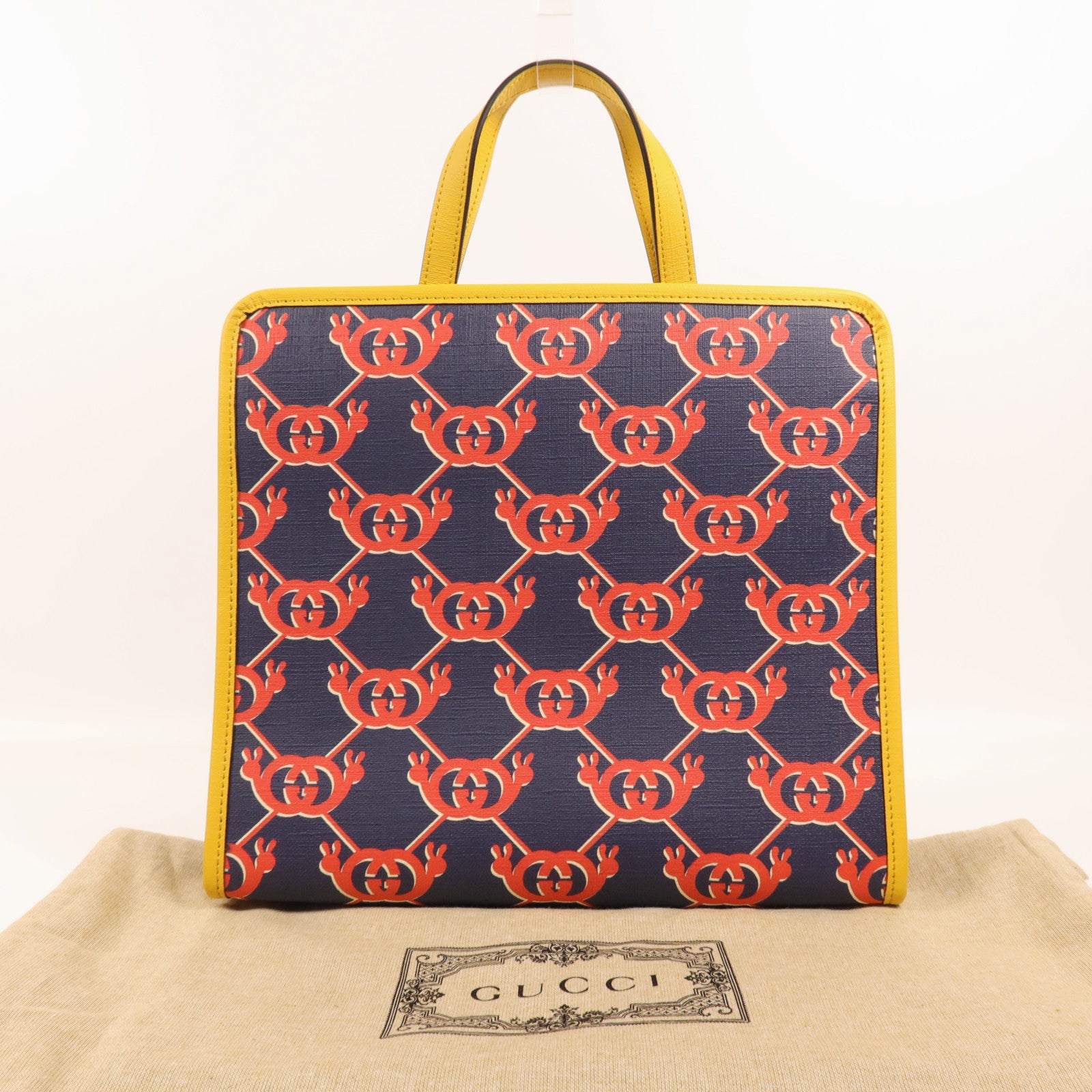 GUCCI 塗層帆布Childrens銀扣手挽袋