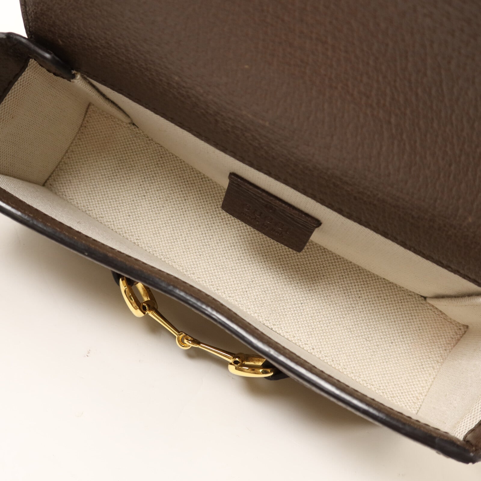 GUCCI 帆布Horsebit 1955金扣肩背袋