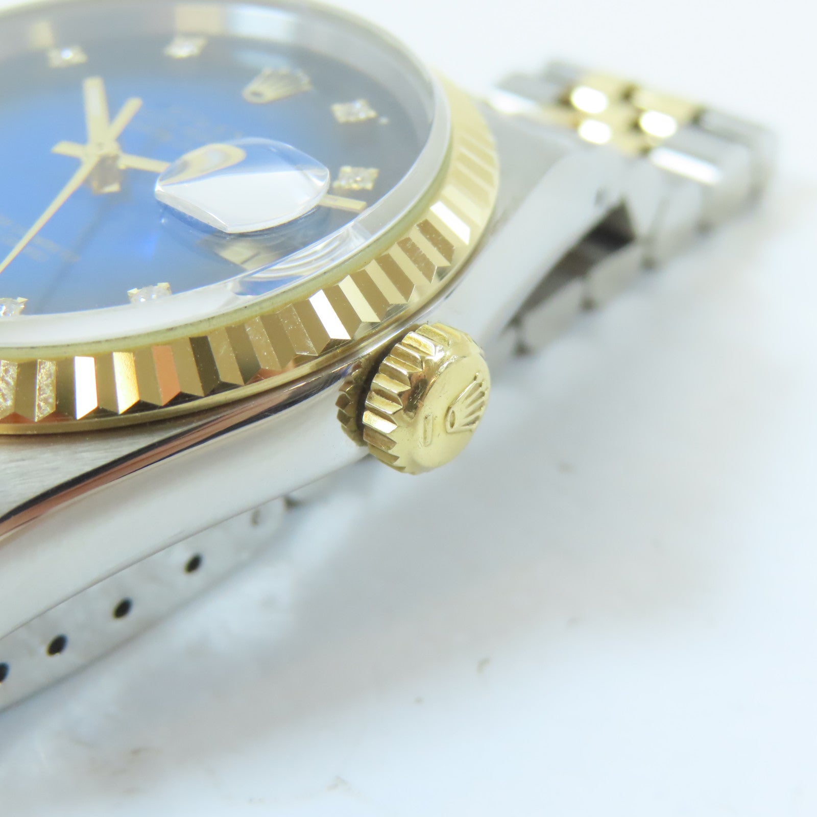 ROLEX Datejust18K黃金/不鏽鋼手錶自動機芯藍色#18cm