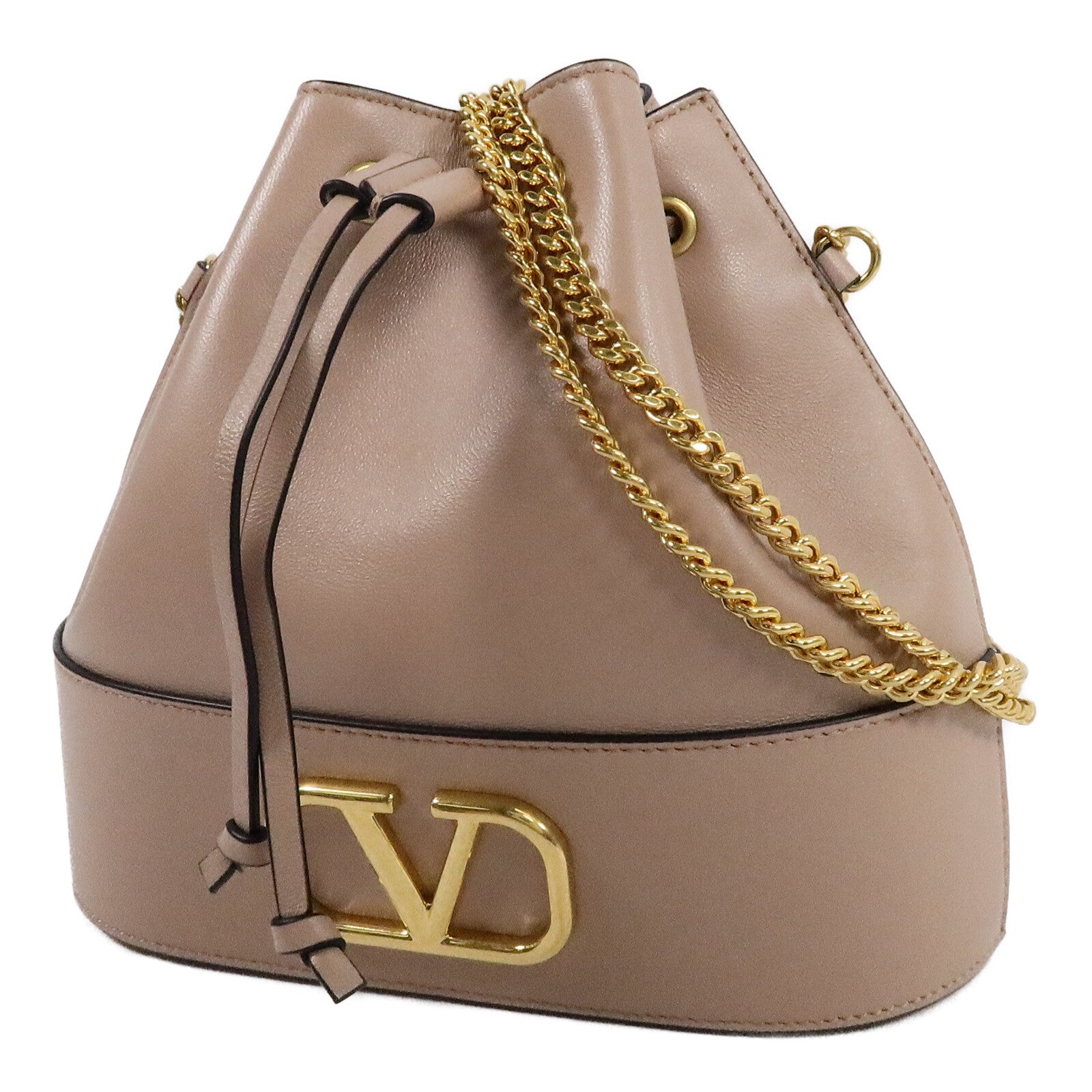 Valentino Nappa皮革VLogo Signature Bucket Bag鏈帶肩背袋