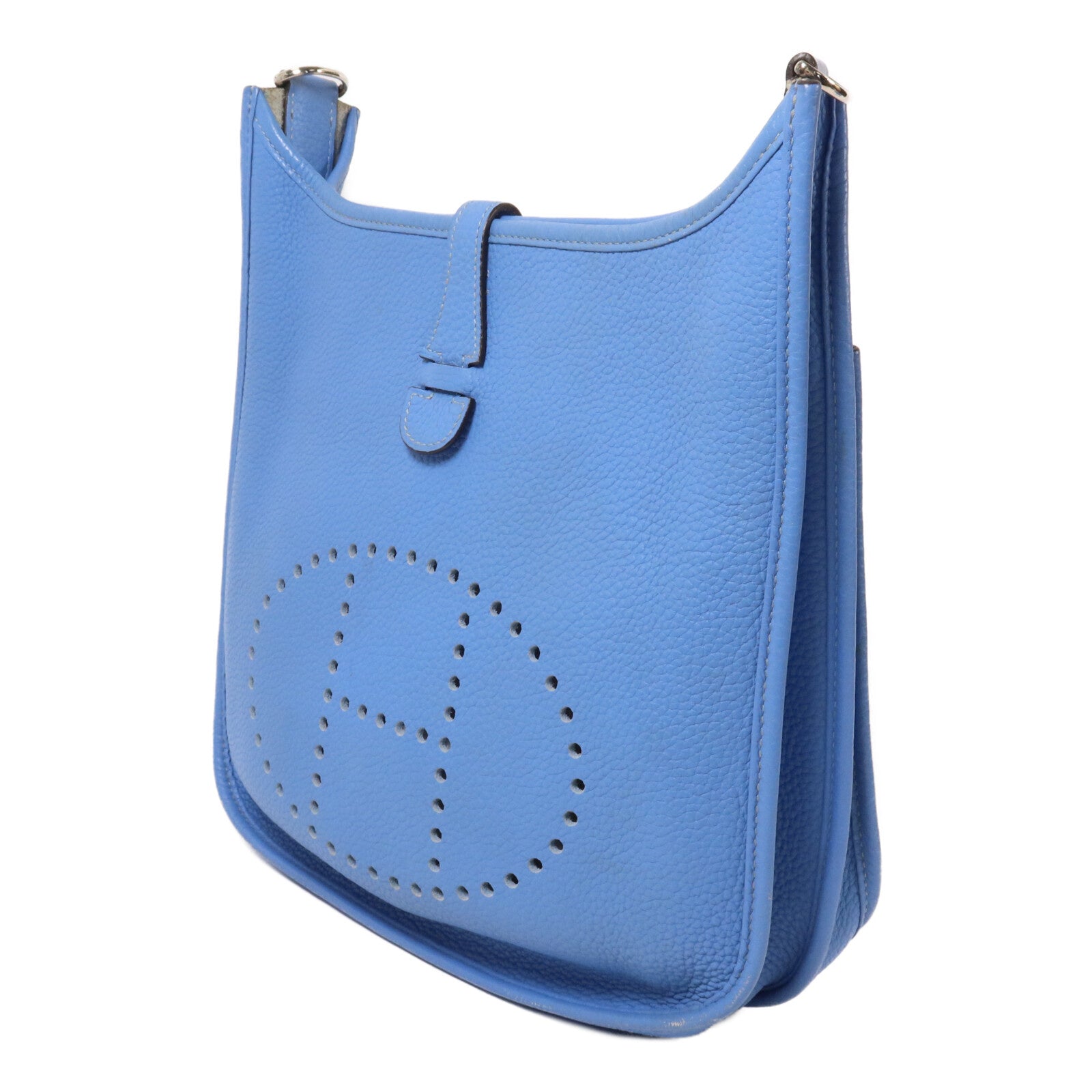 HERMES Clemence皮革Evelyne PM 肩背袋Bleu Paradis