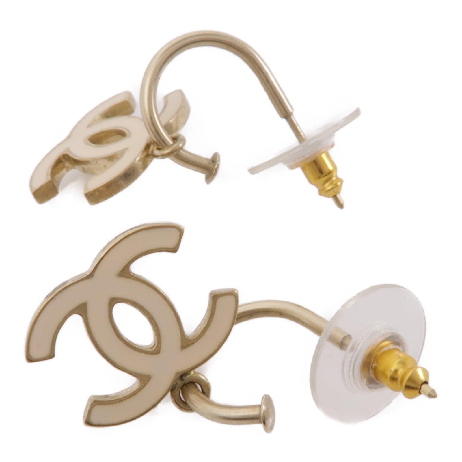 CHANEL 金屬Earrings耳環金色/白色