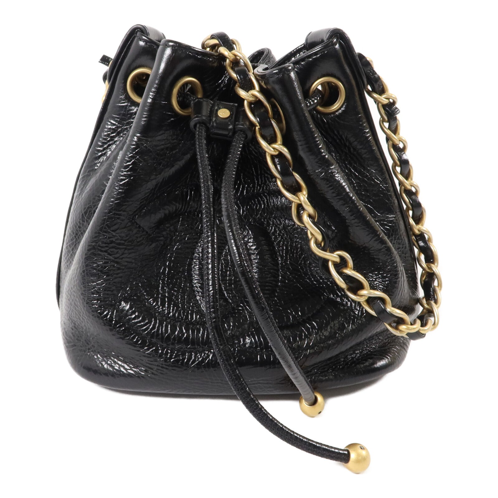 CHANEL 牛皮皮革Mini CC Drawstring Bucket Bag鏈帶肩背袋