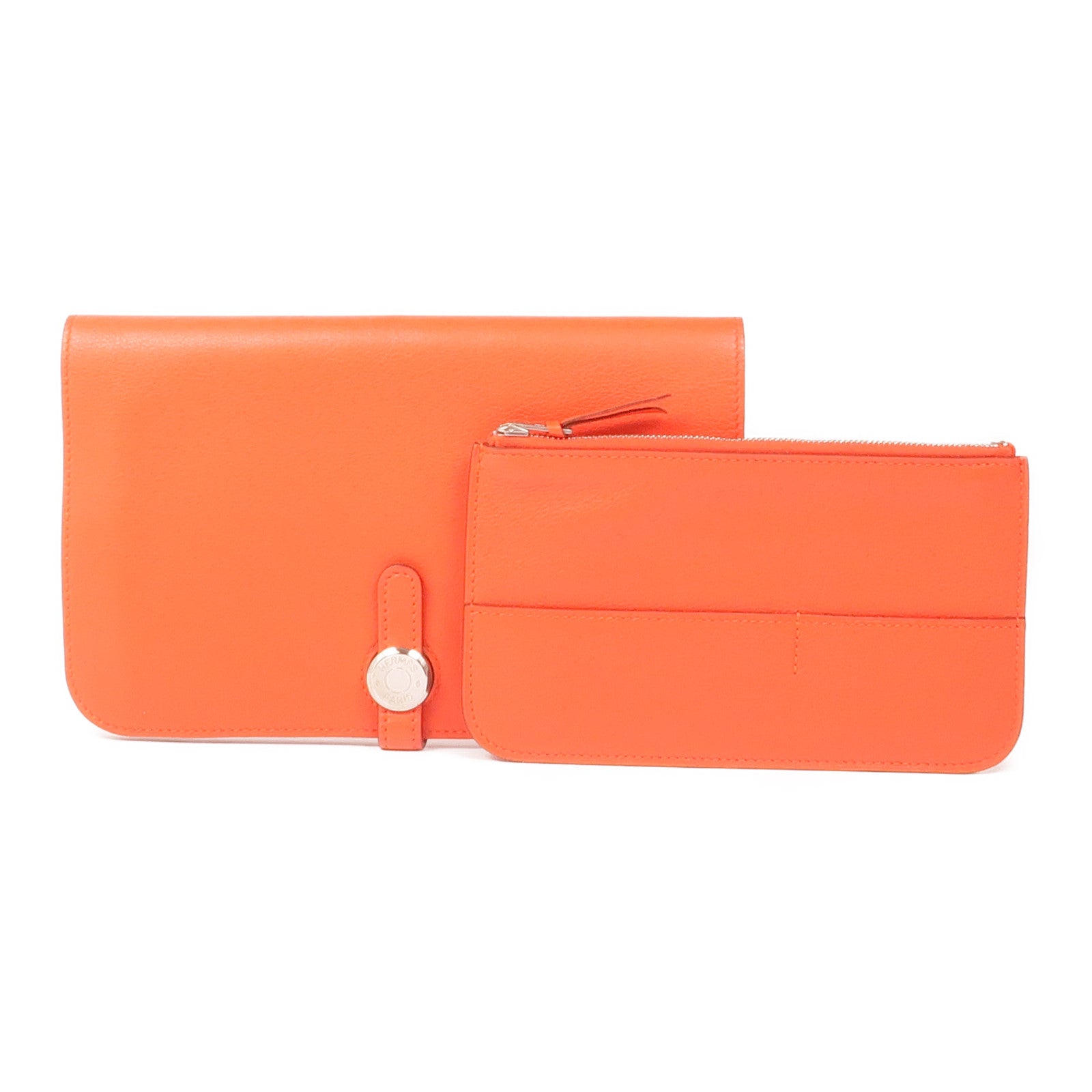 HERMES Swift皮革Dogon GM銀扣長錢包Capucine