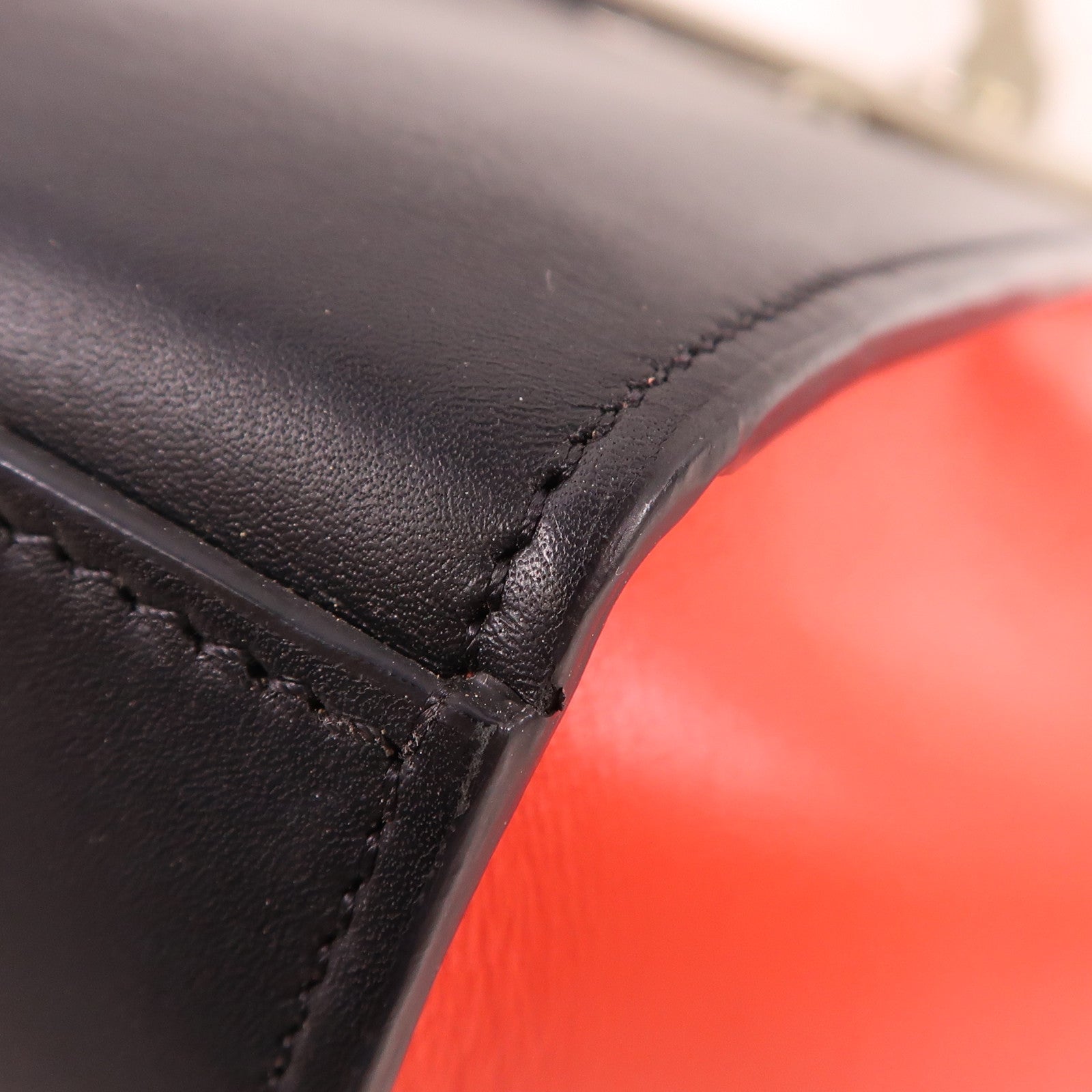 CELINE SHW Trapeze 2 Way Shoulder Bag Handbag Grey/Black/Red