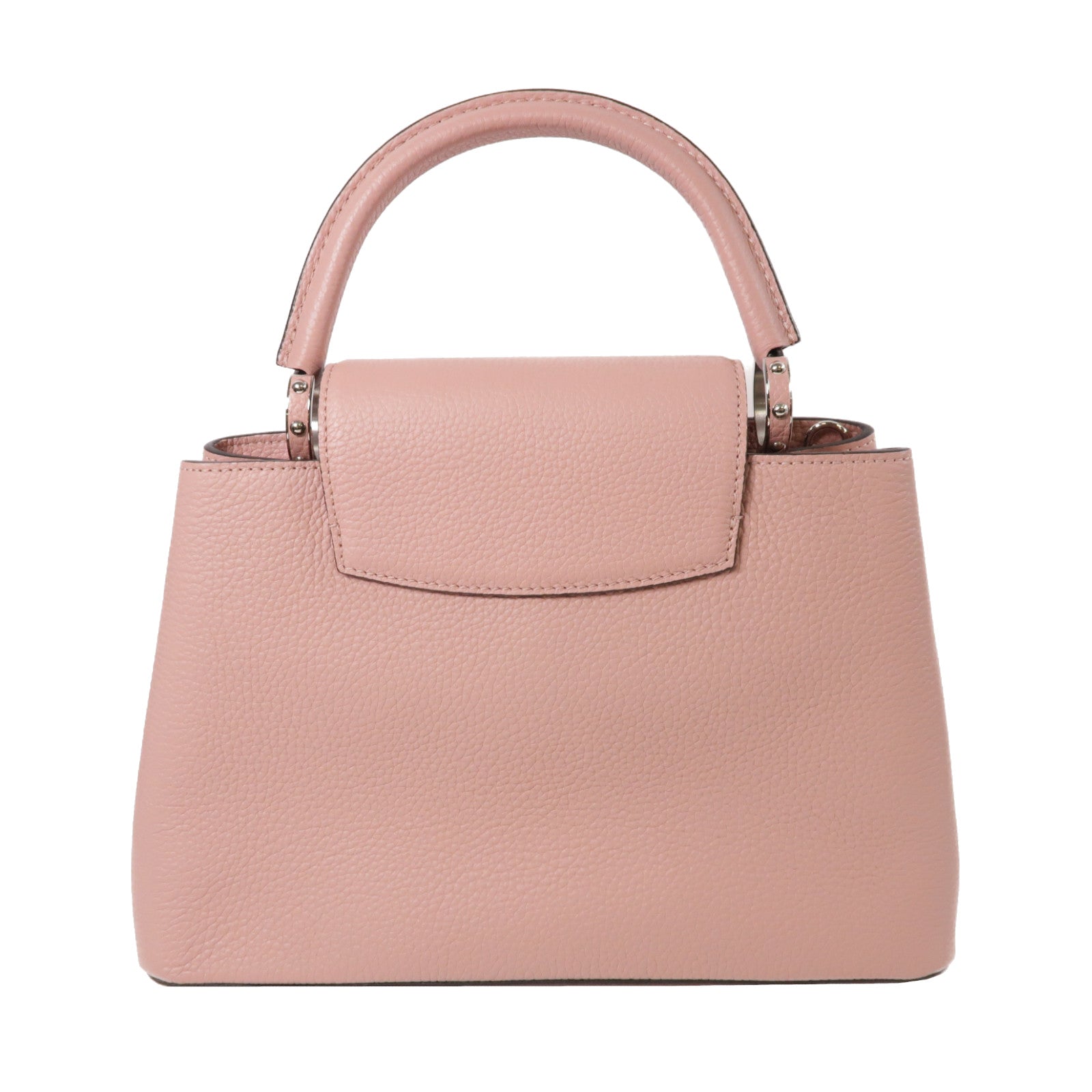 LOUIS VUITTON 【激減優惠】牛皮皮革Capucines MM銀扣手挽肩背兩用袋粉紅色