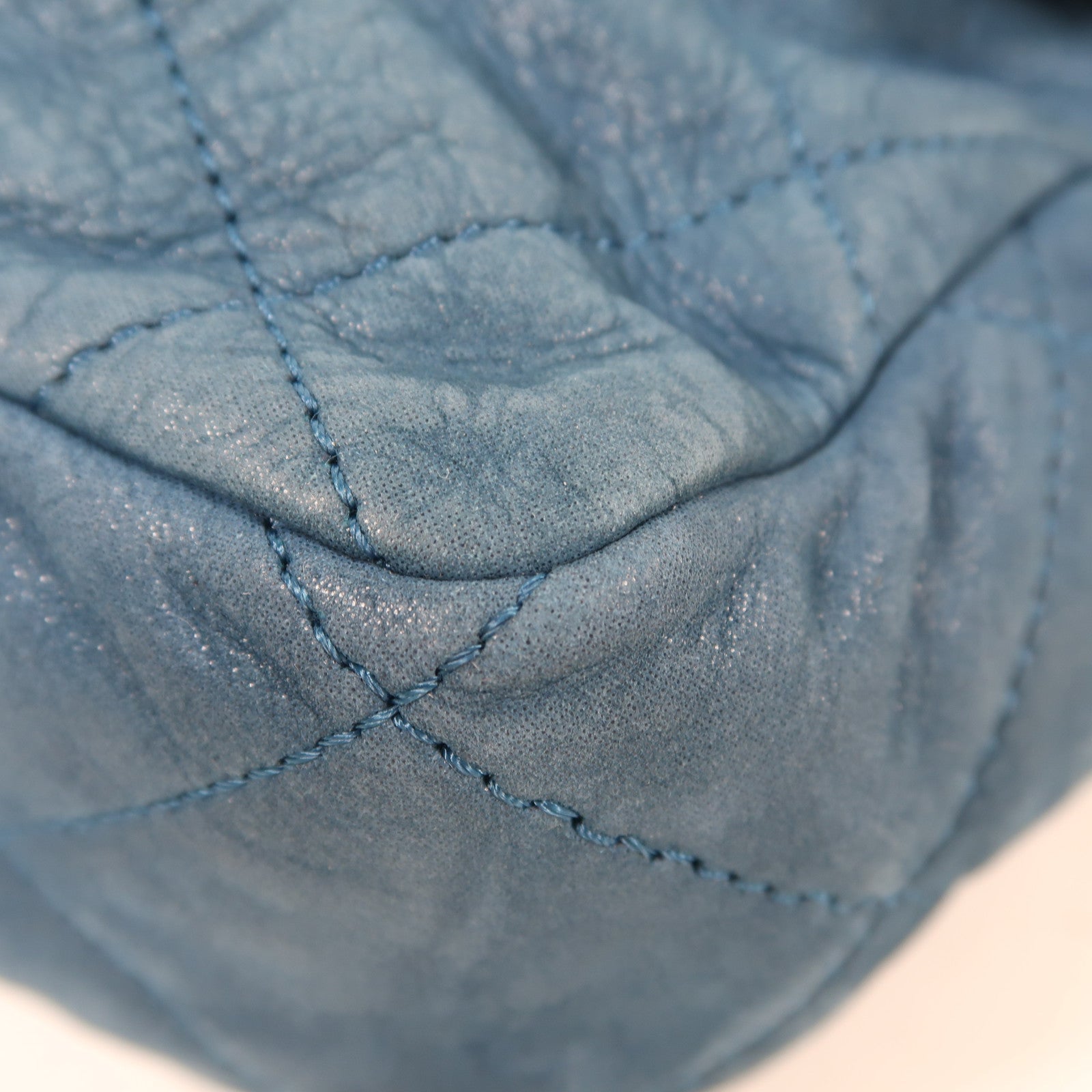 CHANEL 菱格羊皮皮革Chain Shoulder Bag金扣鏈帶肩背袋藍色