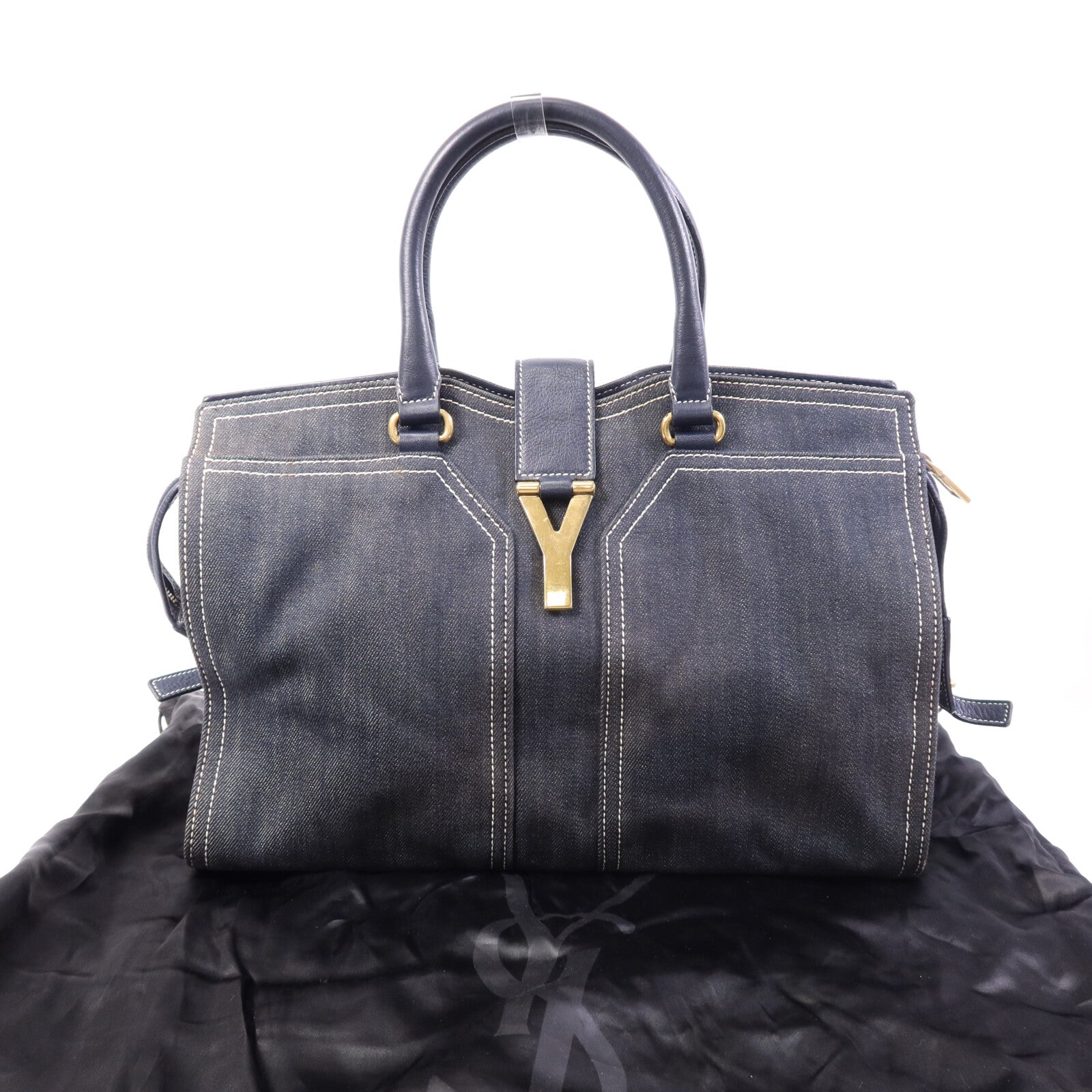 YVES SAINT LAURENT 牛仔布Cabas Chyc Handbag金扣手挽袋