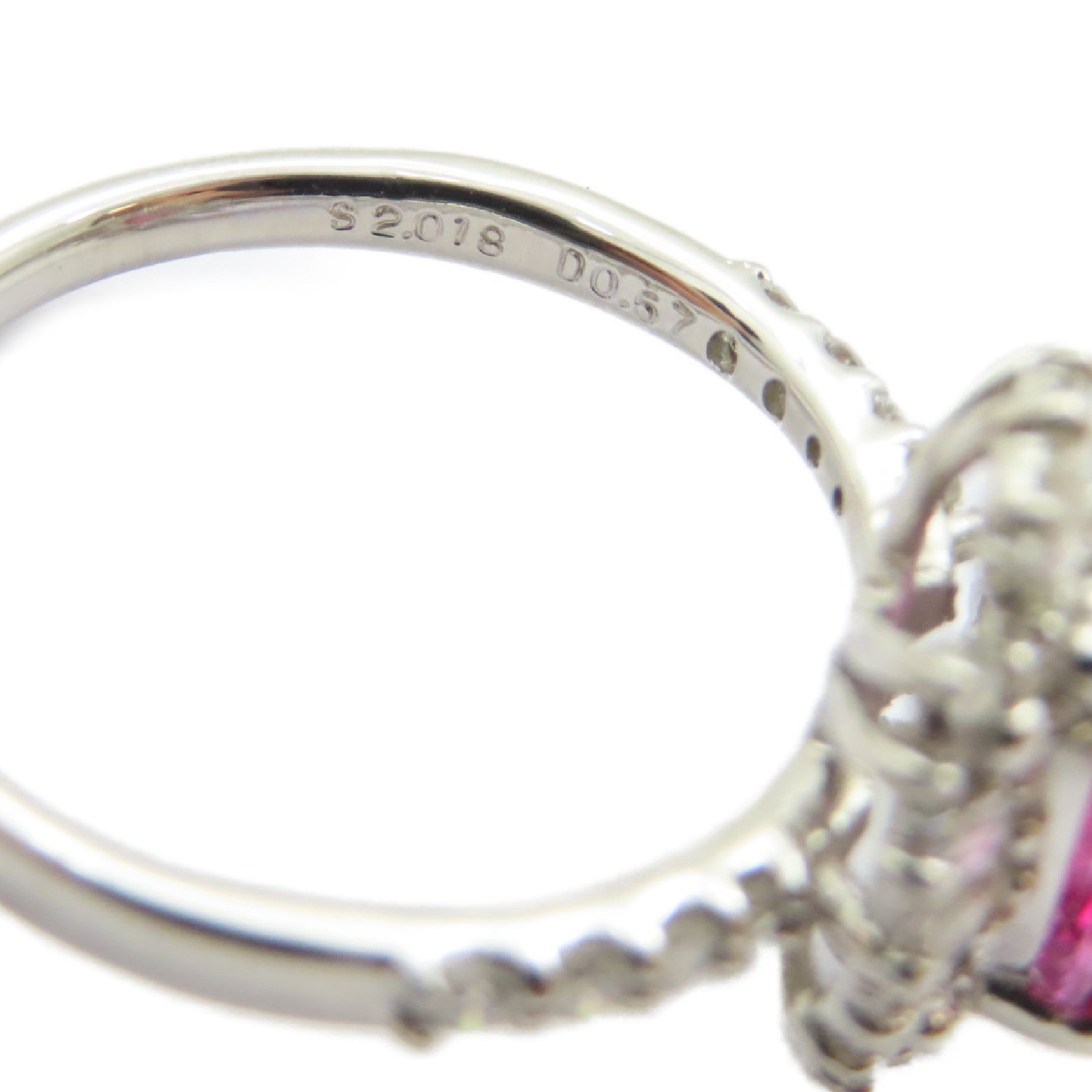JEWELRY PT950鉑金Pink Sapphire Diamond Ring 2.018ct粉紅藍寶石/0.57ct鑽石戒指US#6