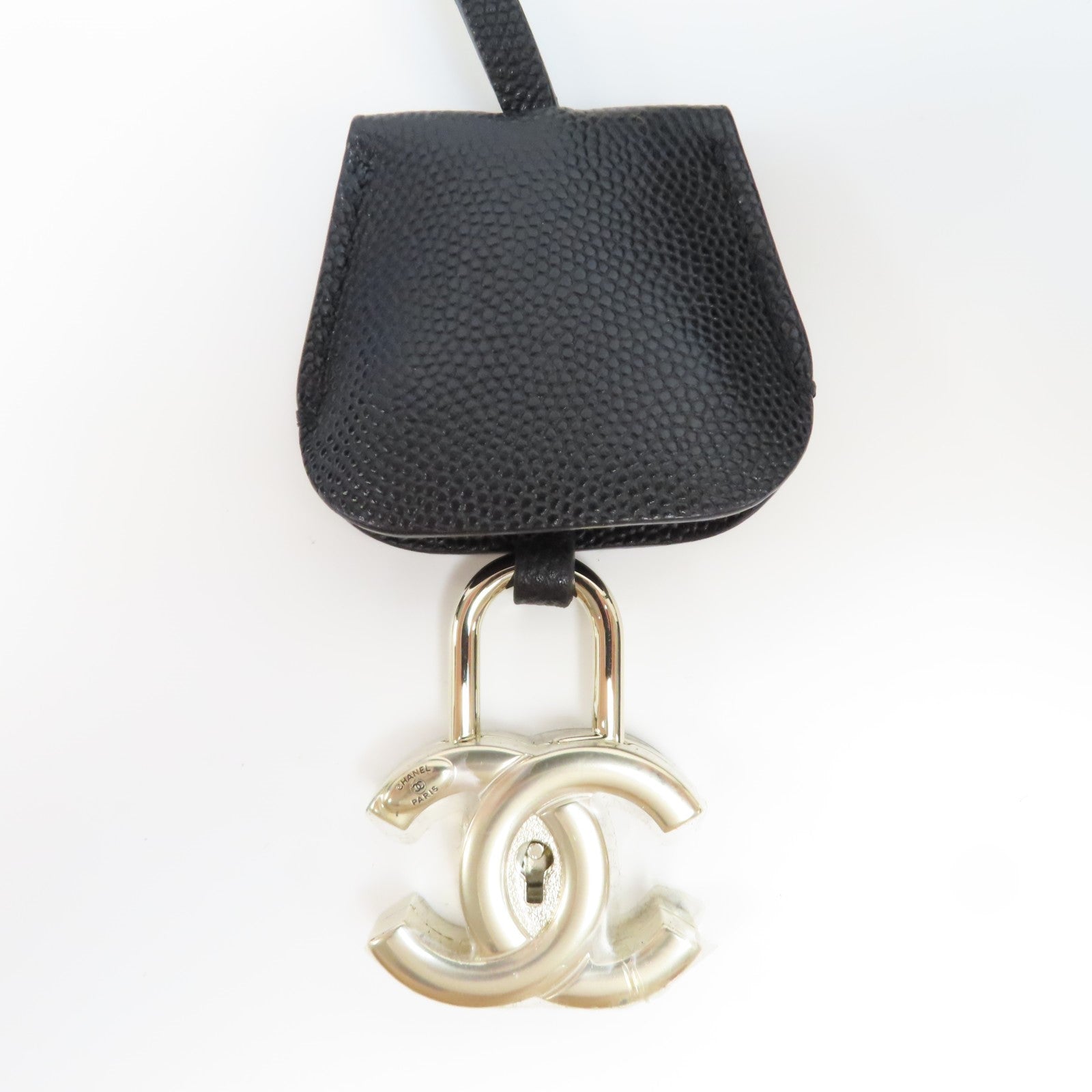 CHANEL 菱格Caviar皮革Vanity Case金扣手挽肩背兩用袋黑色