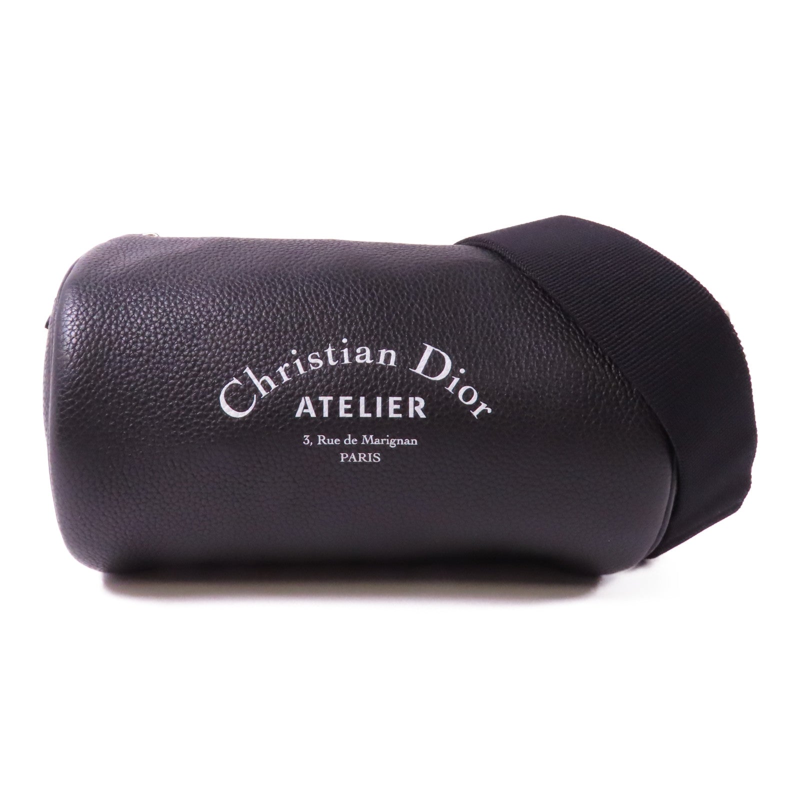 Dior 牛皮皮革Dior atelier 3銀扣肩背袋黑色
