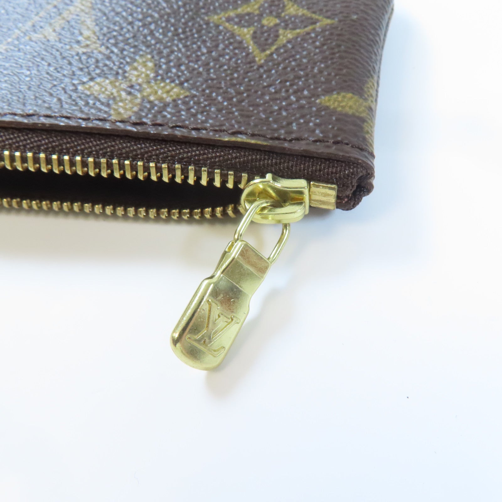 LOUIS VUITTON Monogram Coin Case金扣零錢包棕色