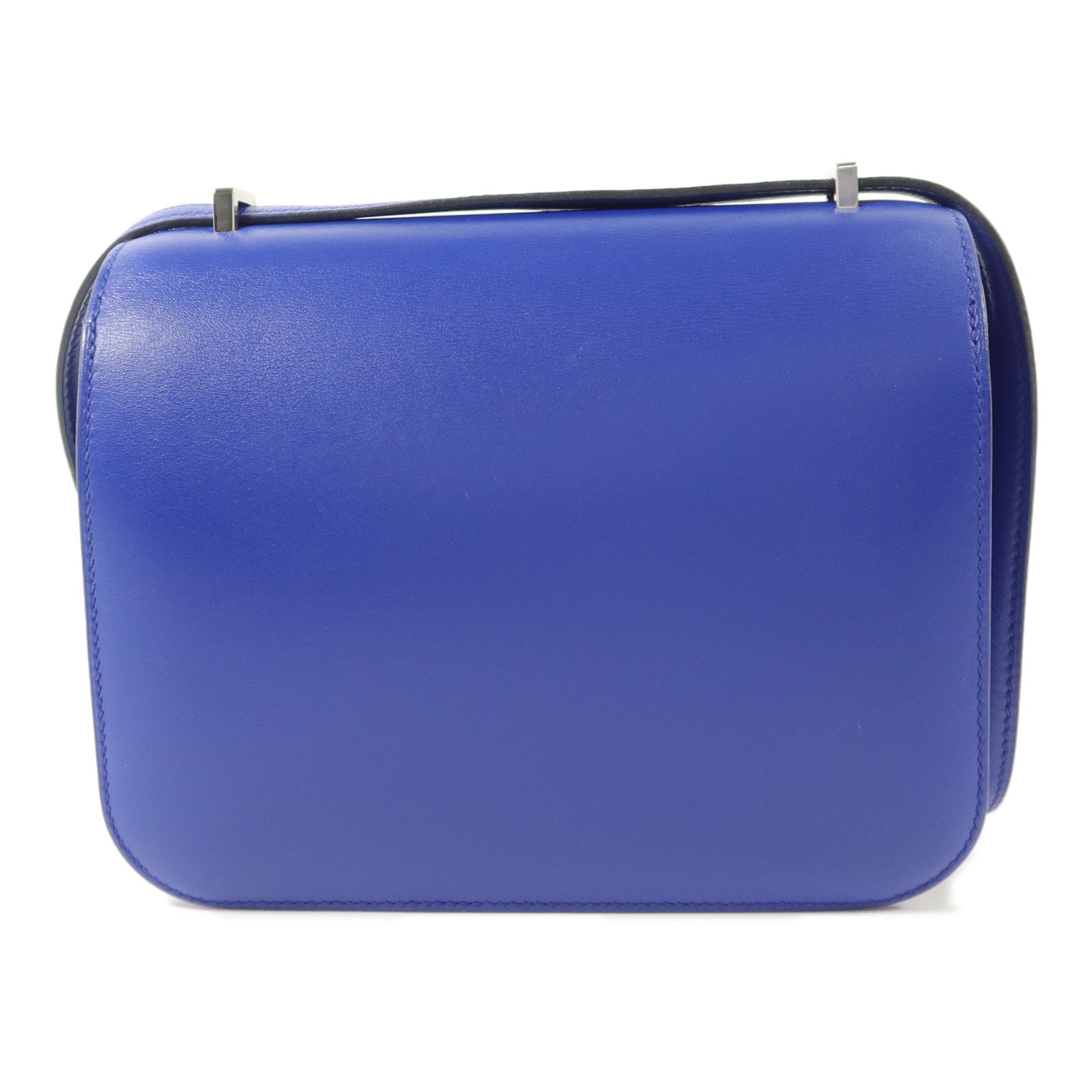 HERMES Tadelakt皮革Constance Mini肩背袋Bleu Electrique
