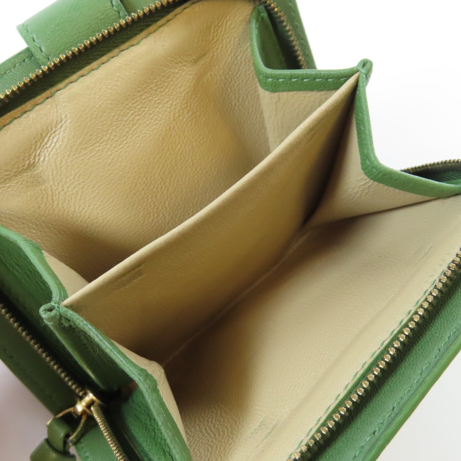 BOTTEGA VENETA 織紋皮革Wallet金扣錢包綠色