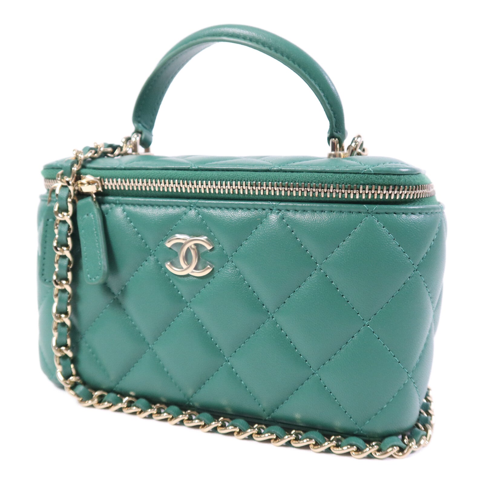 CHANEL 羊皮皮革Vanity Case金扣鏈帶肩背袋