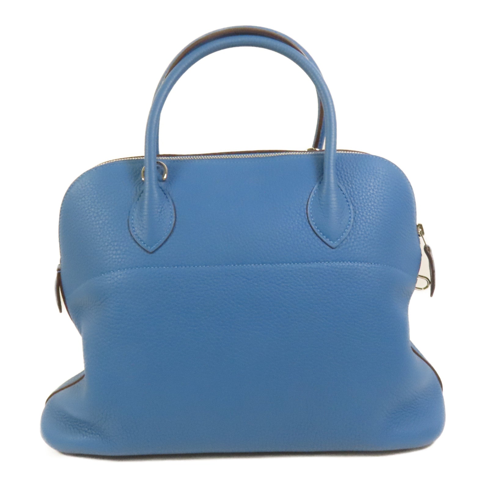 HERMES Clemence皮革Bolide 35銀扣手挽肩背兩用袋Bleu Izmir
