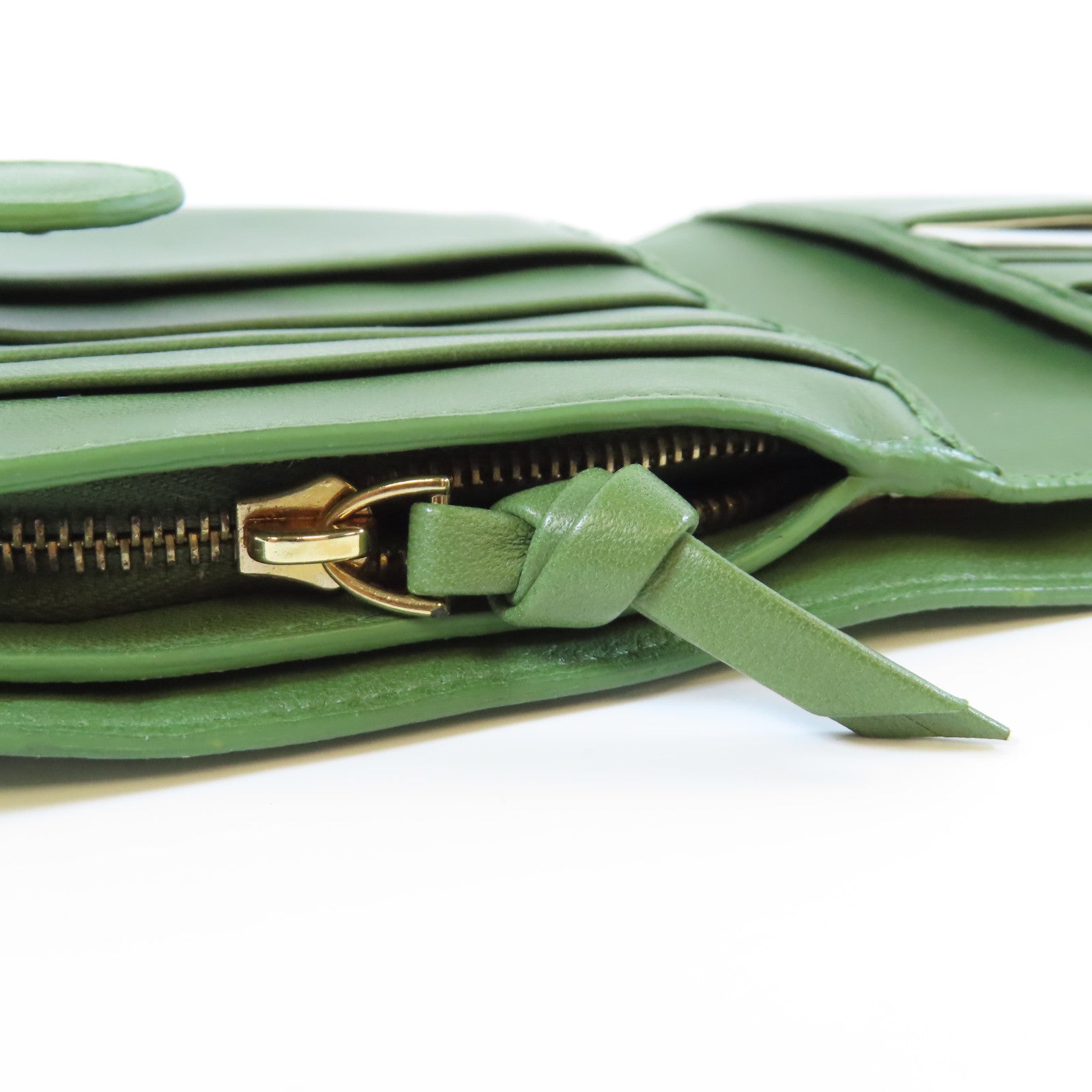 BOTTEGA VENETA 織紋皮革Wallet金扣錢包綠色