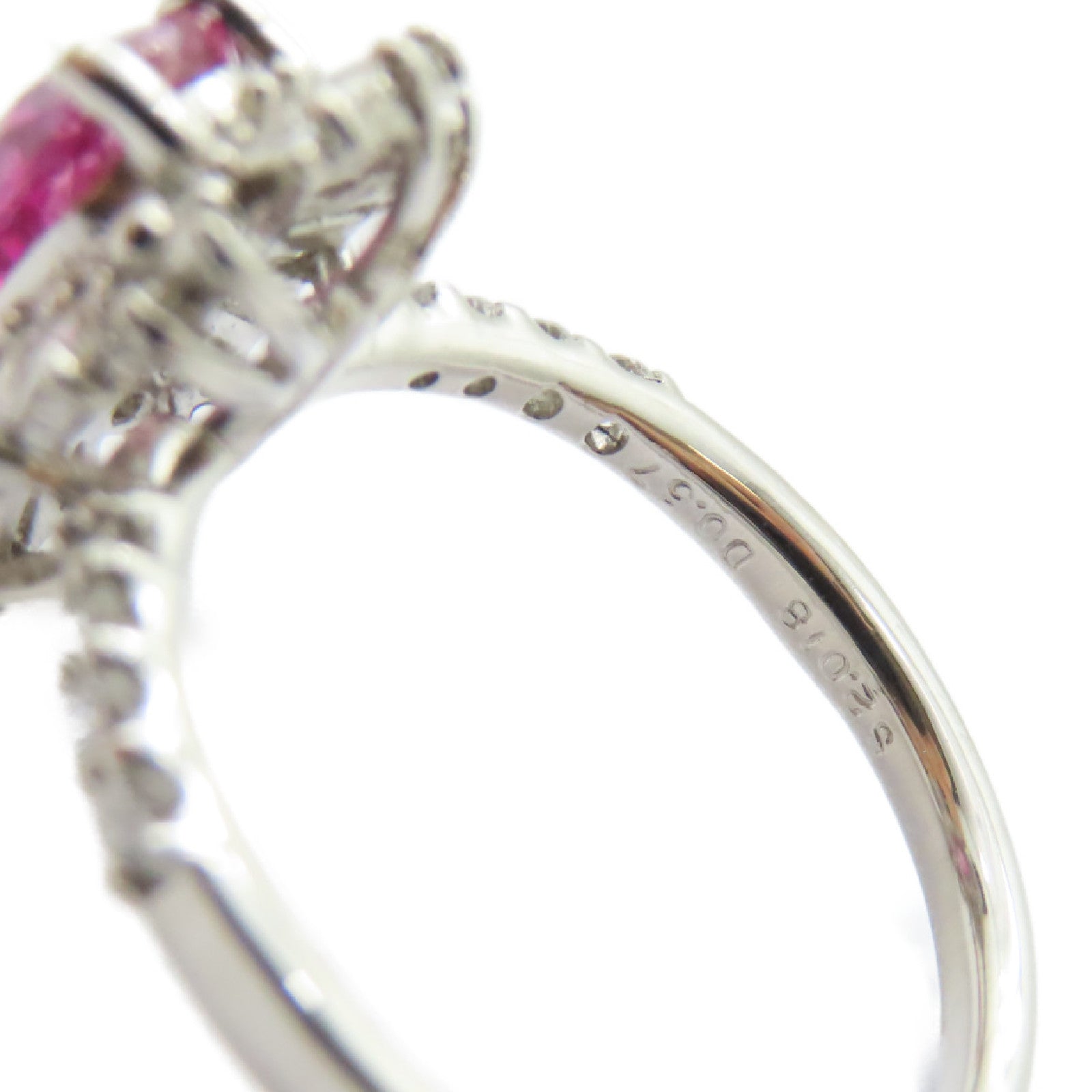 JEWELRY PT950鉑金Pink Sapphire Diamond Ring 2.018ct粉紅藍寶石/0.57ct鑽石戒指US#6