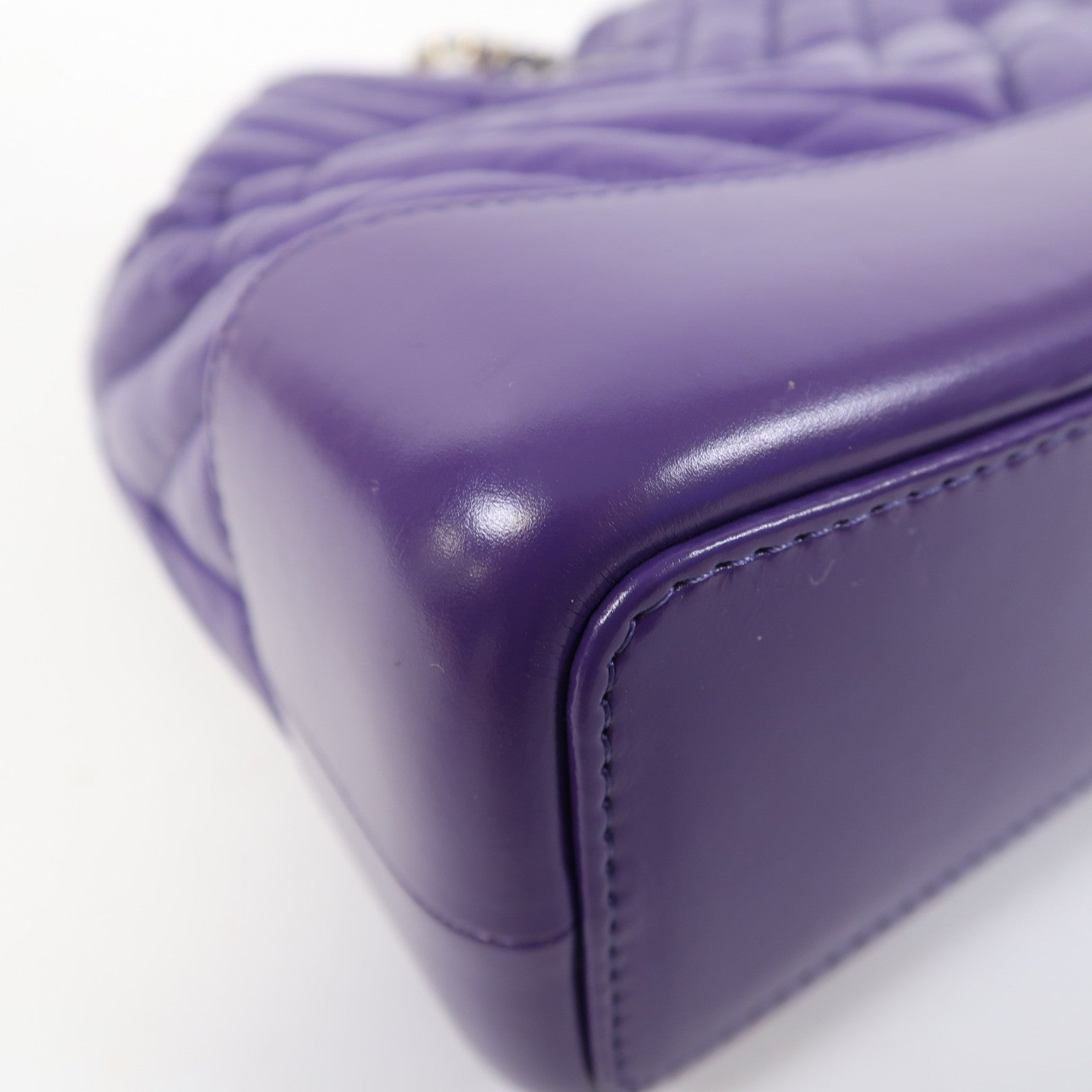 CHANEL 【激減優惠】斜紋牛皮皮革Gabrielle Backpack銀扣背包紫色
