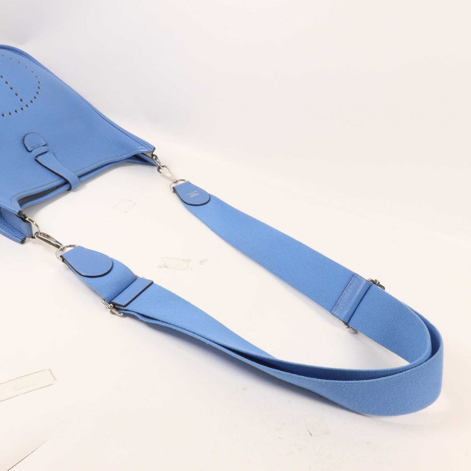 HERMES Clemence皮革Evelyne PM 肩背袋Bleu Paradis